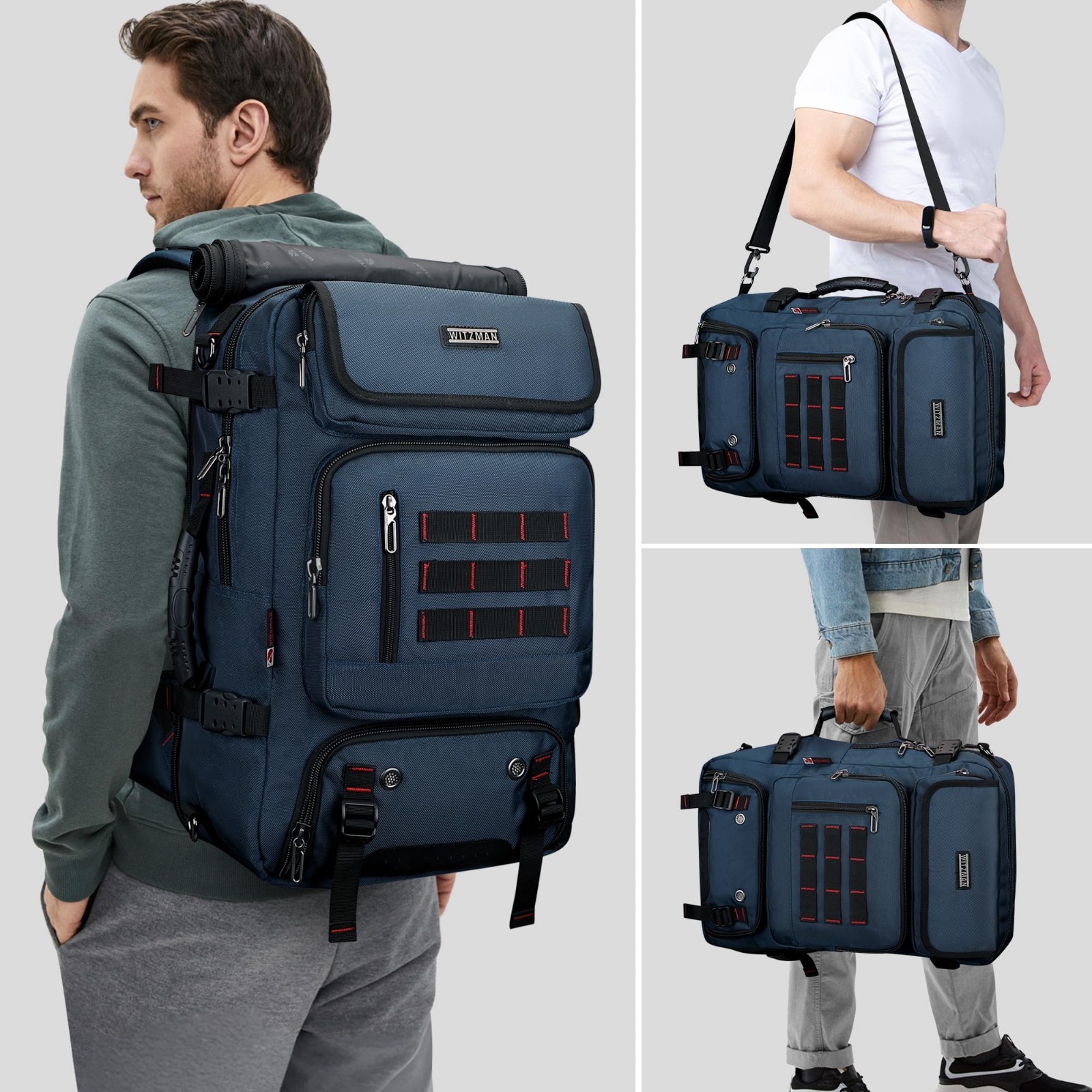 Travel Backpack for Men – Airline Approved, Fits 16″ Laptop, USB Charging, Duffl