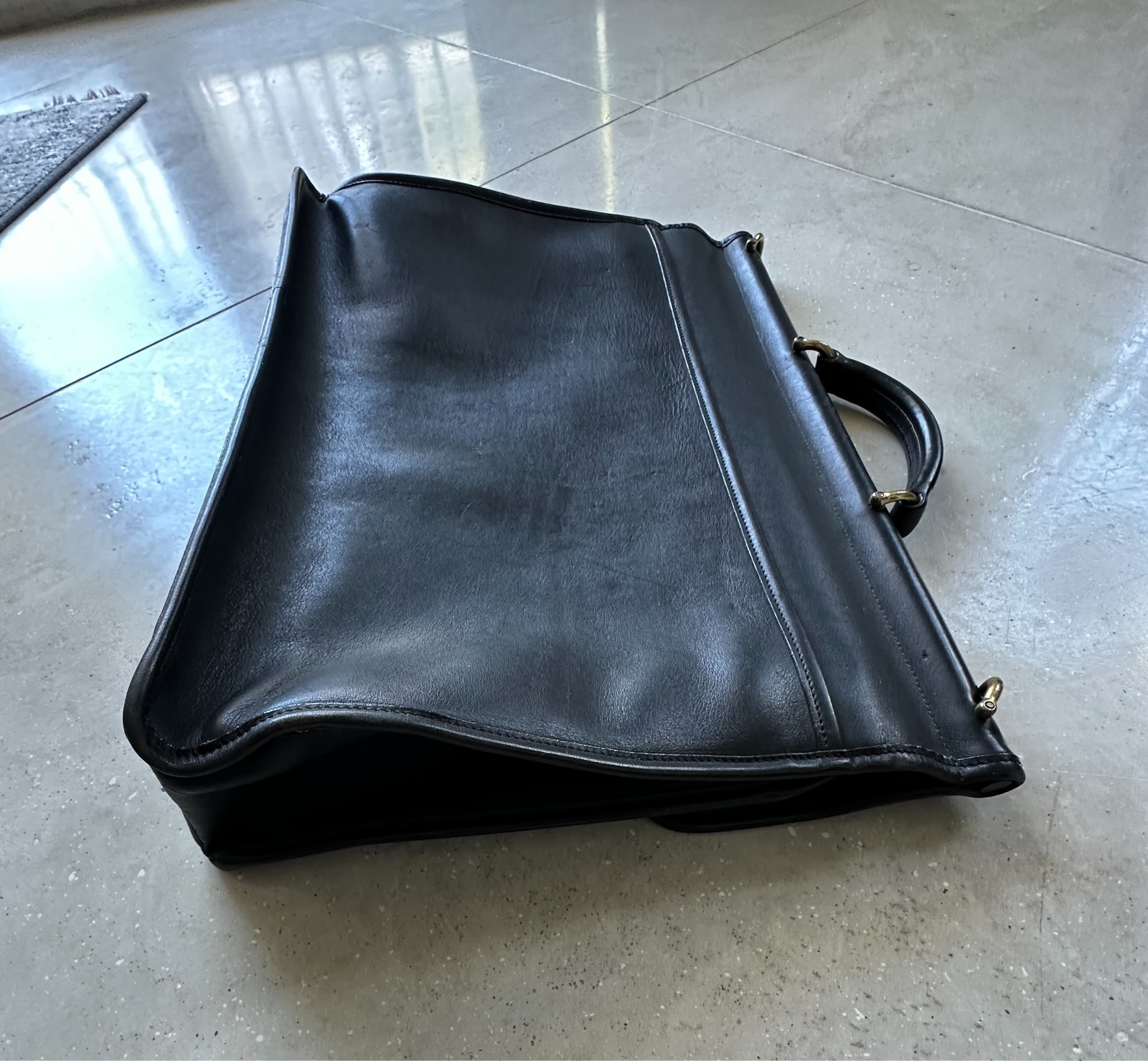 Vintage Coach Leather Briefcase Metropolitan Bag Black 5266 Made In Italy 90s