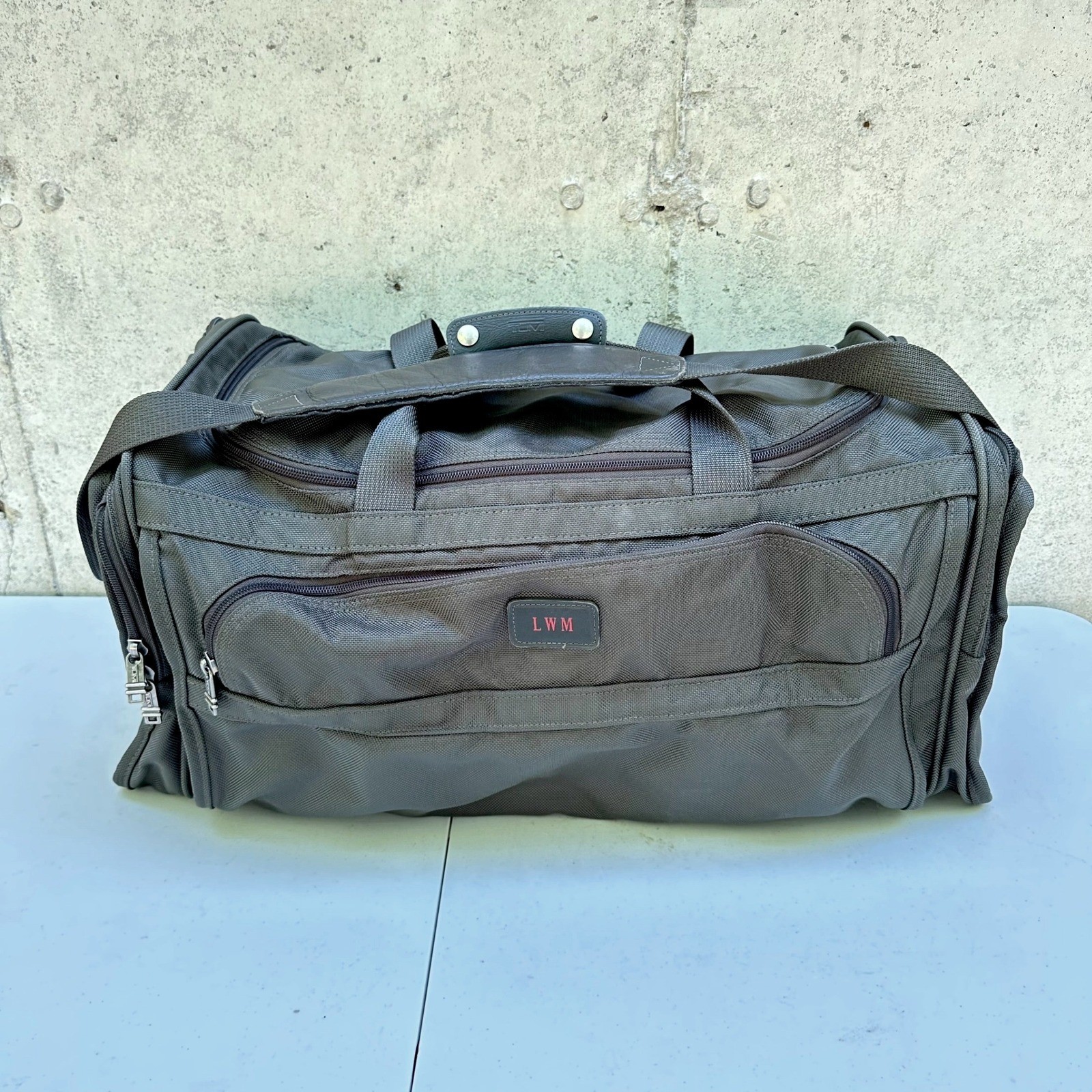Tumi Large Duffel Bag Alpha Ballistic Nylon Green Travel Weekender Monogrammed