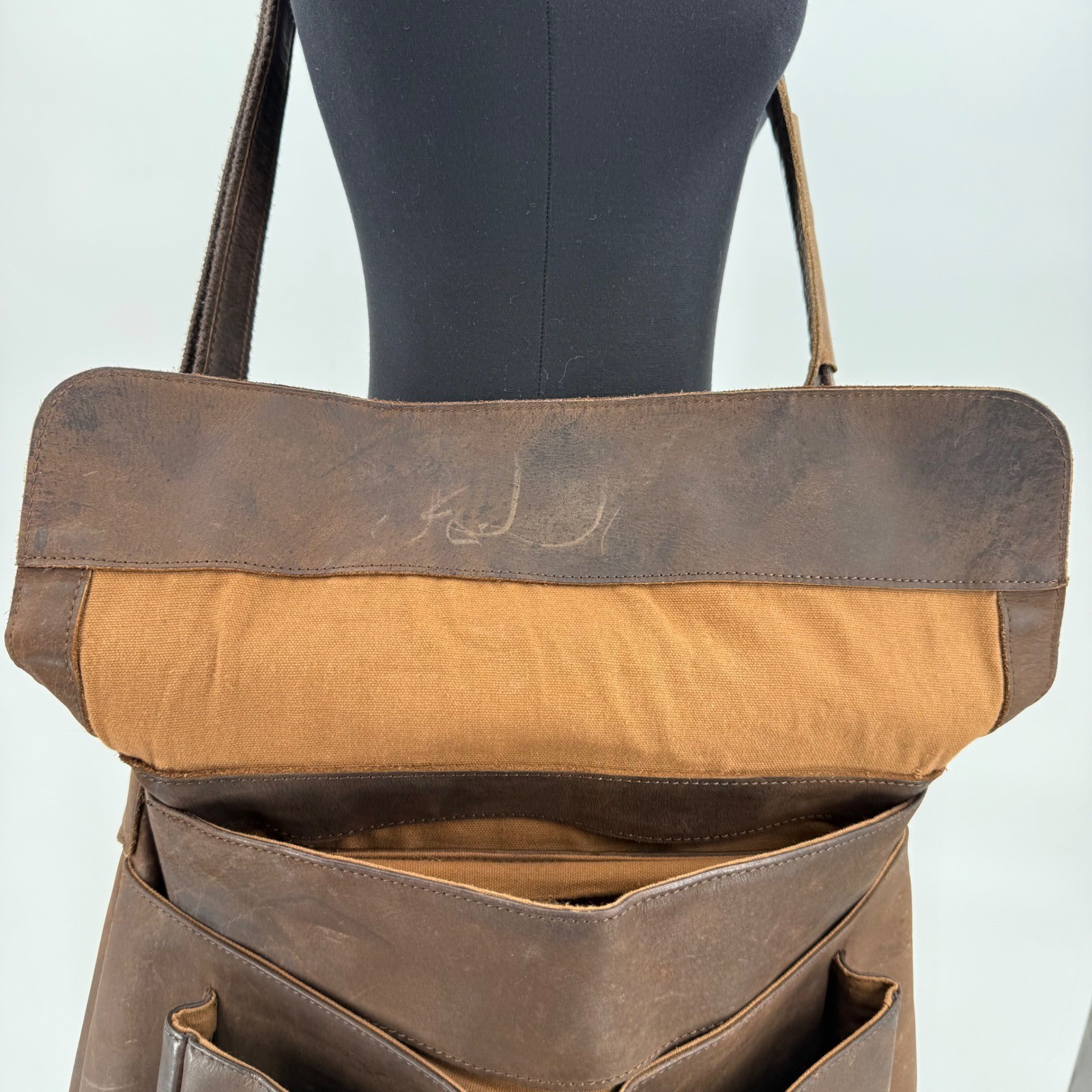 KomalC Brown Buffalo Leather Messenger Bag Satchel Laptop Briefcase Crossbody