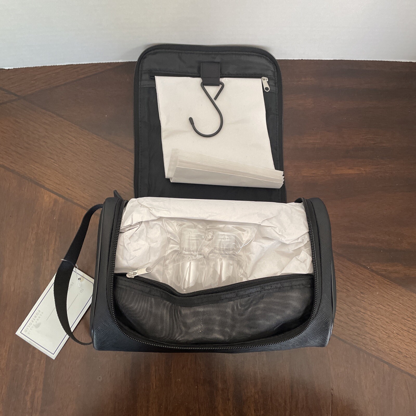Perry Ellis Portfolio Men’s Hanging Toiletry Travel Bag Shave Kit – Black NWT