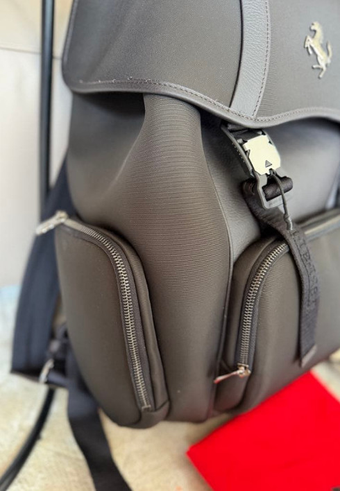 Ferrari Purosangue Black Leather Backpack with Storage Bag Original Genuine