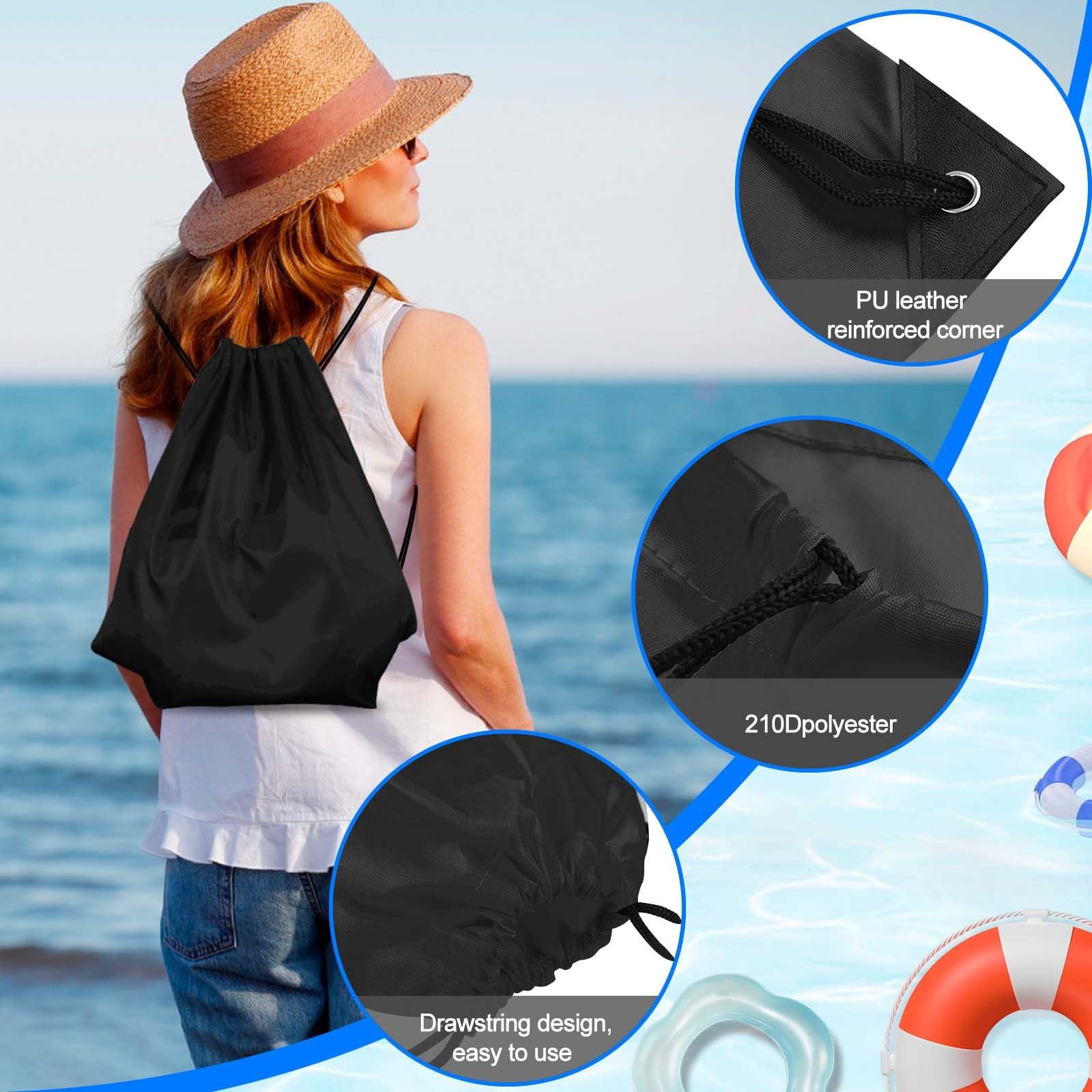 6 Pcs Drawstring Backpack Bags Cinch Sak Sports Gym Backpack Bags for Yoga