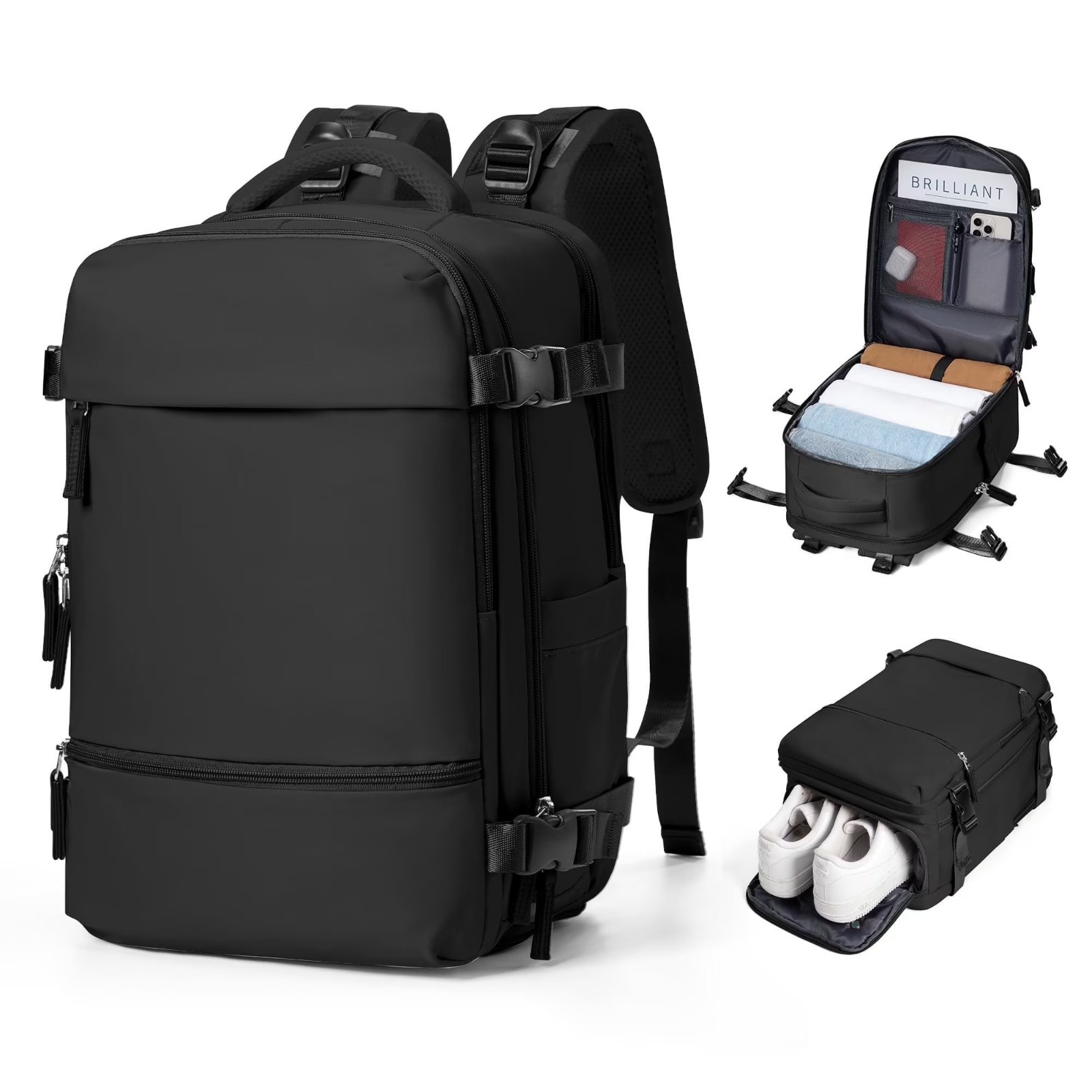 Travel Backpack Simple Durable Carry On Backpack with Shoe Compartment