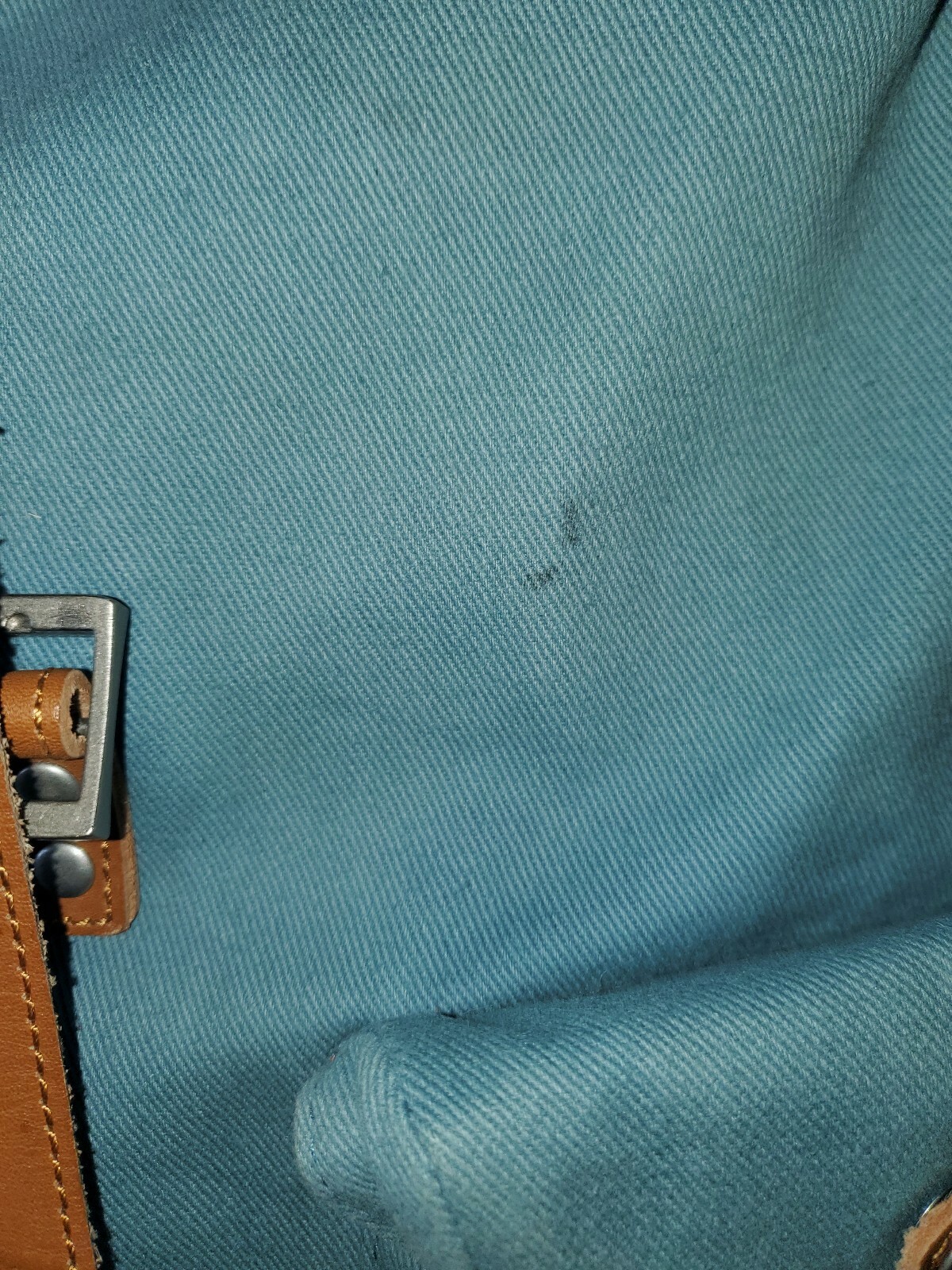 The Brothers Bray Billykirk Backpack Cotton Blue with Leather Trim Vinyl Liner