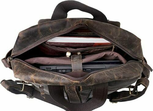 Vintage Buffalo Leather Multi Pockets Backpack Travel Bag for Men&Women