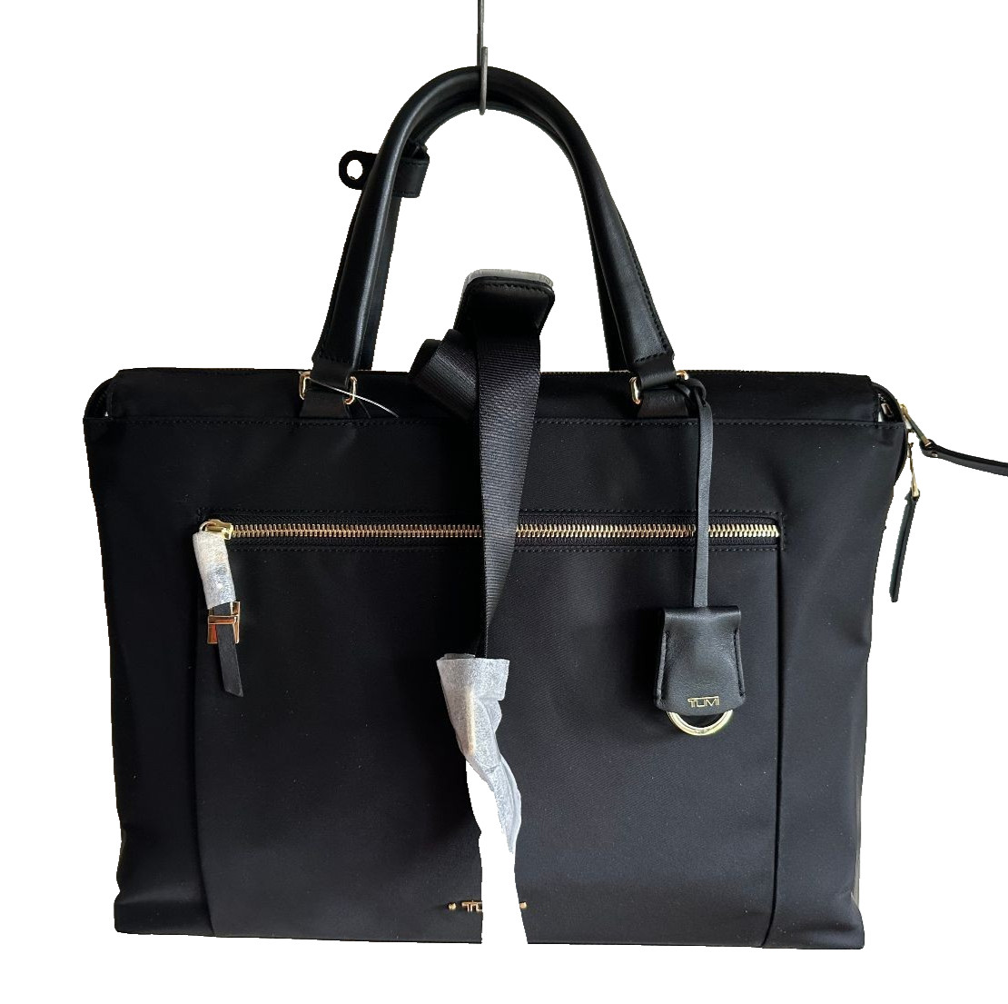 NWT $495 TUMI Pisa Black Laptop/Briefcase With Long Strap 12″ X 15″ X 2.75″