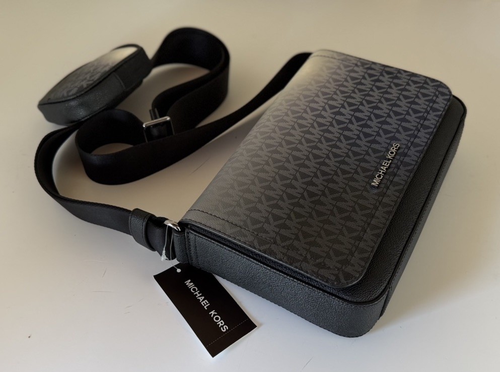 Michael Kors Cooper Small Flap Crossbody Bag + Pouch MK Ombre Black Multi