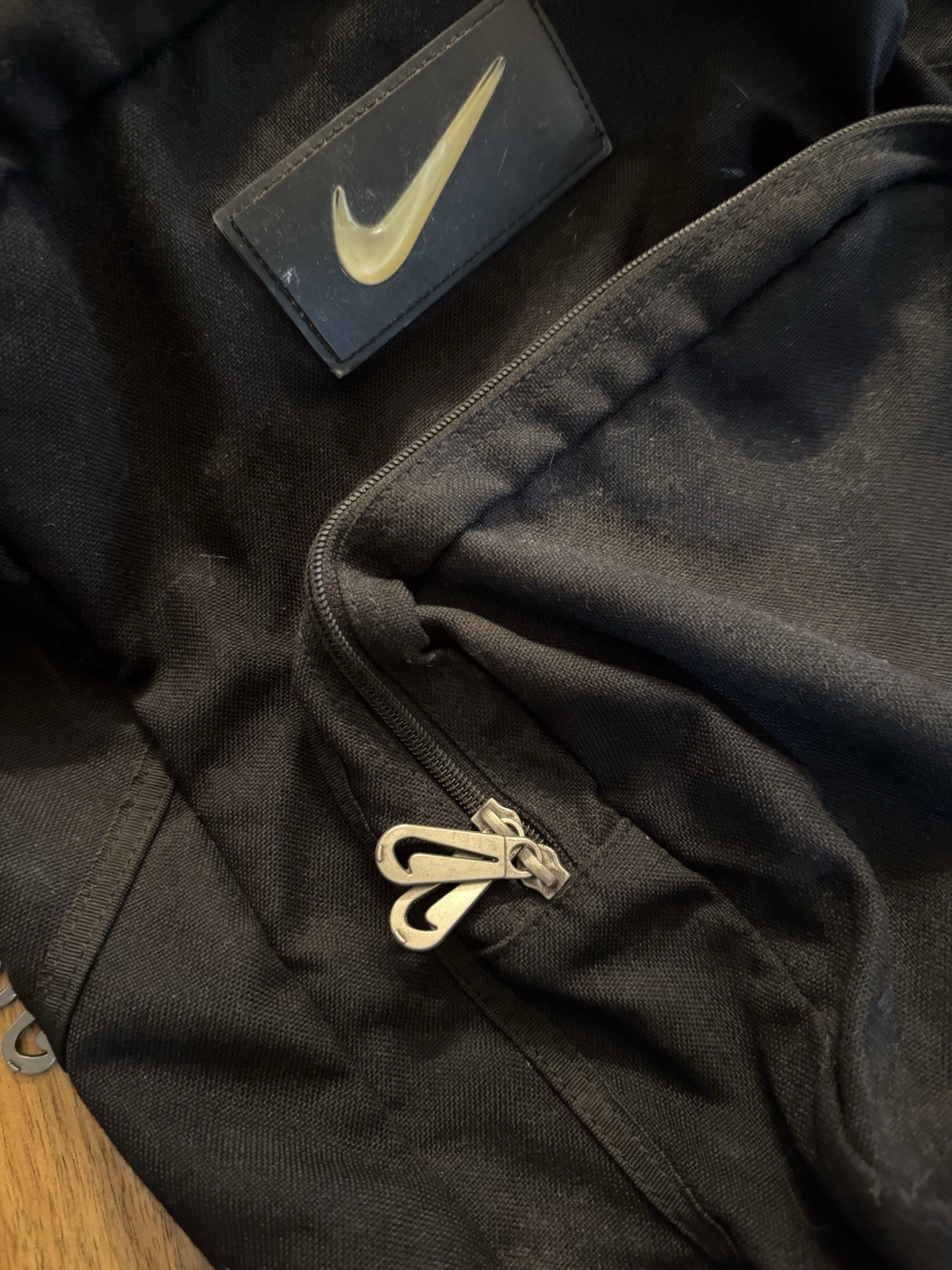 Nike Vintage Backpack Black/Brown Suede, Center Swoosh, 90s Sportswear Retro