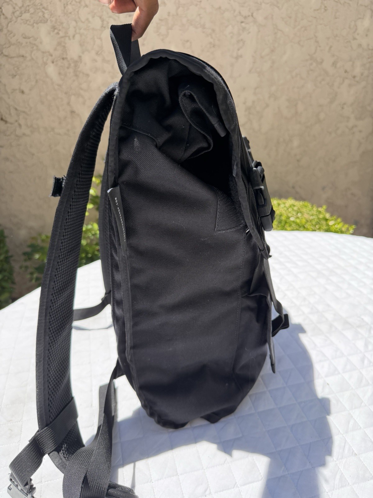 Mission Workshop Sanction Top Flap Dual Buckle Black Ballistic Backpack Rucksack