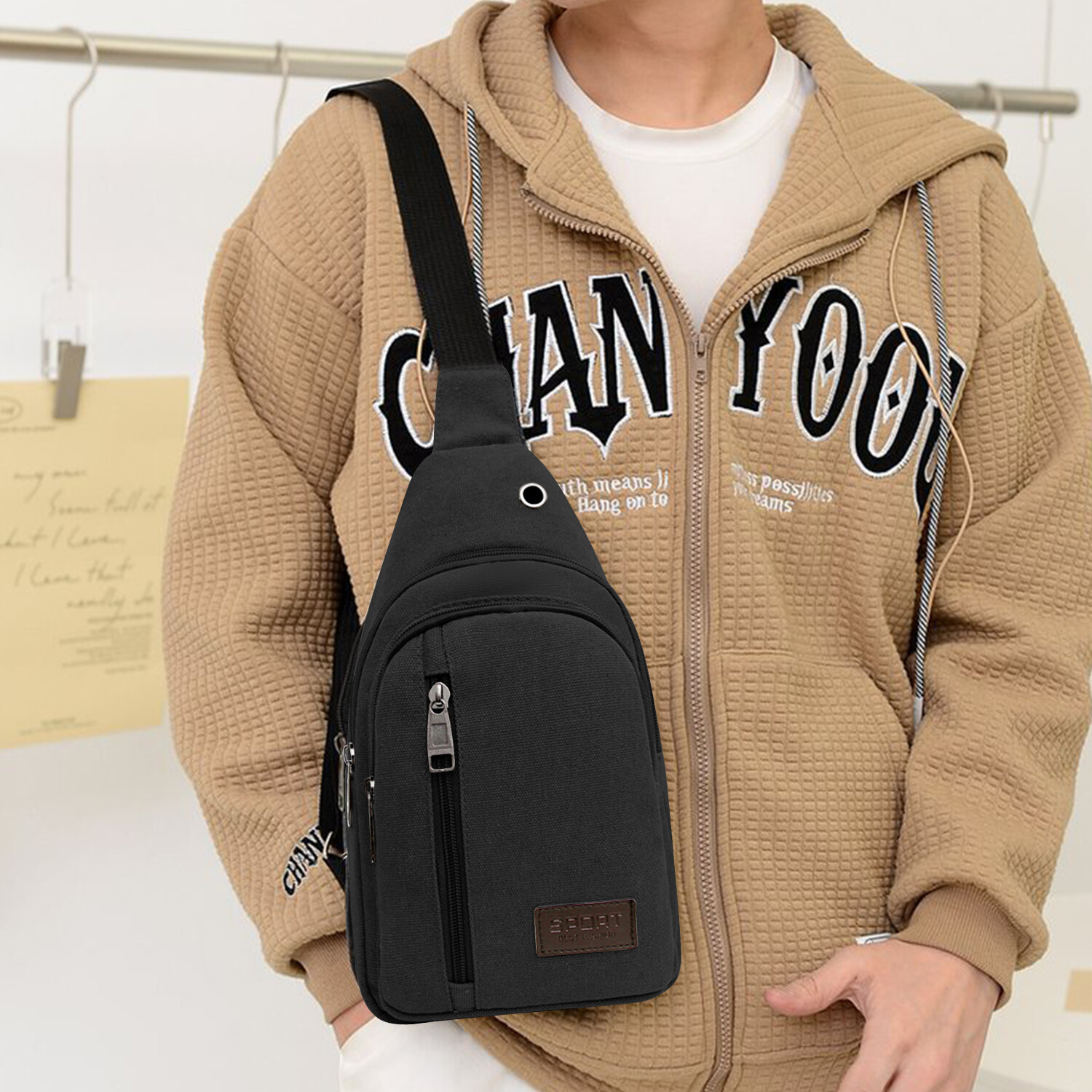 Men’s Sling Backpack Anti-theft Shoulder Crossbody Chest Bag Fanny Pack USB Port