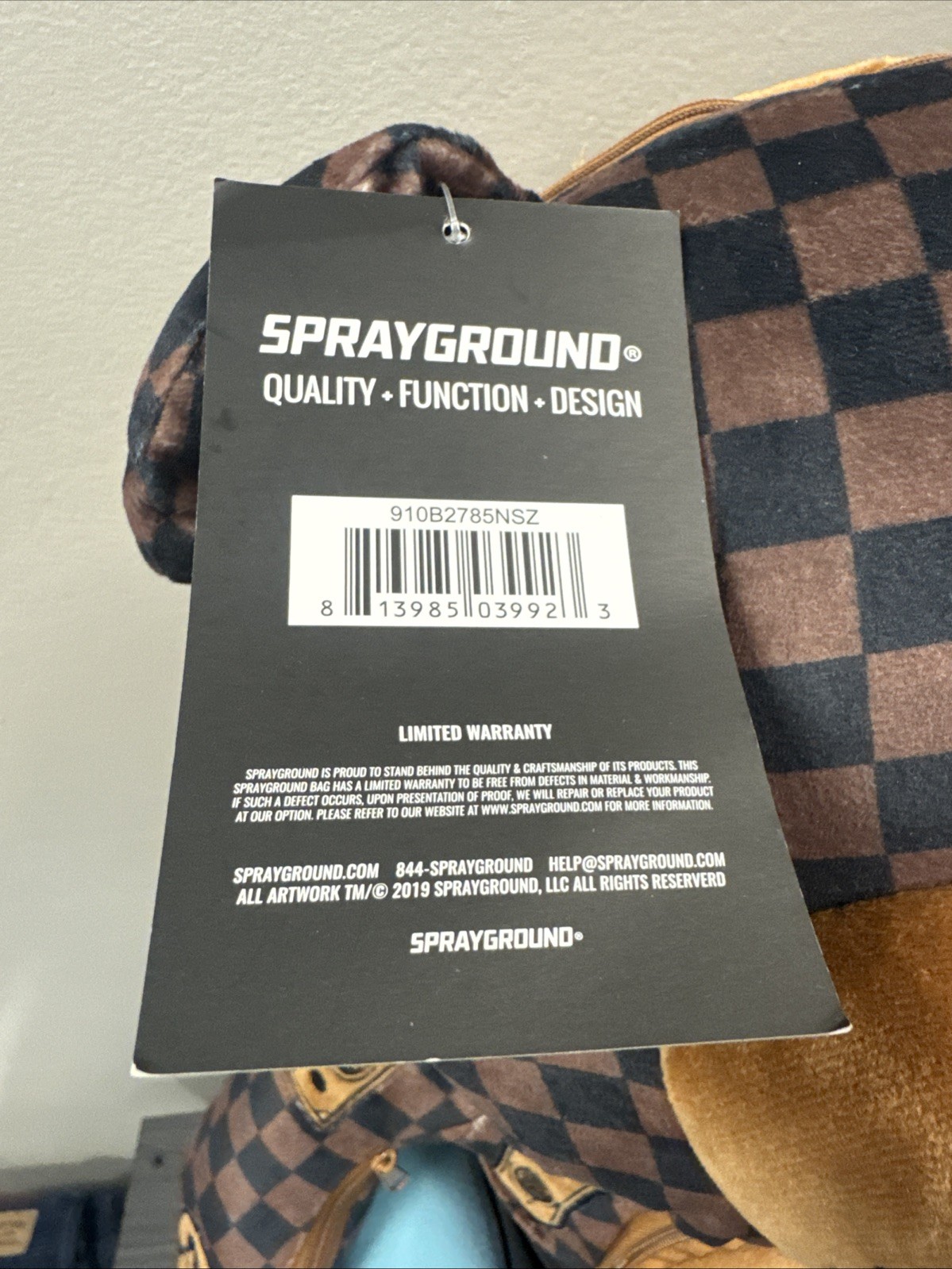 SPRAYGROUND Plush Offended Money Bear Checkered Backpack Bag Limited Edition