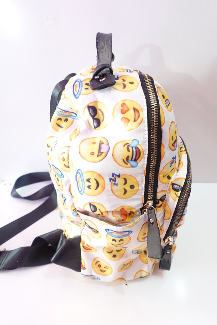Medium Size Yellow Emoji MMS Back Pack 3 Zip Comp Black/White Stripe Lining