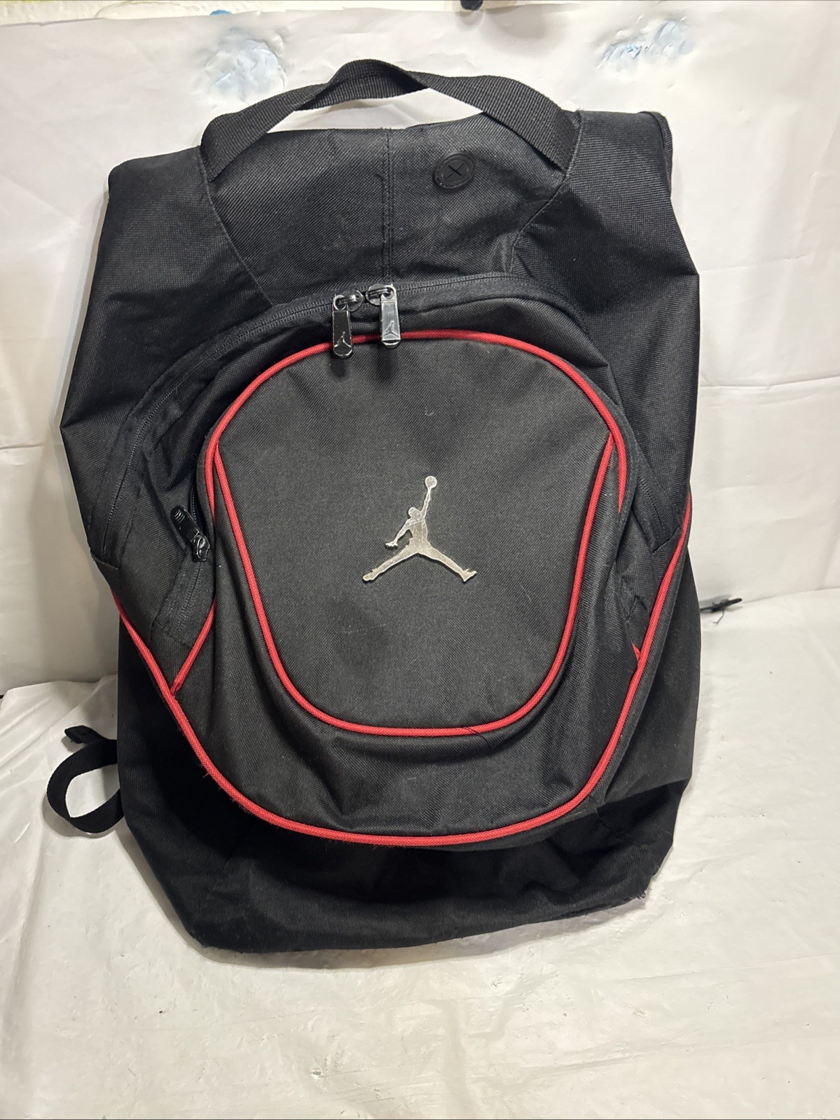 Nike Jumpman Jordan Laptop Backpack Navy Black Red. Metal Logo Emblem. Full Size