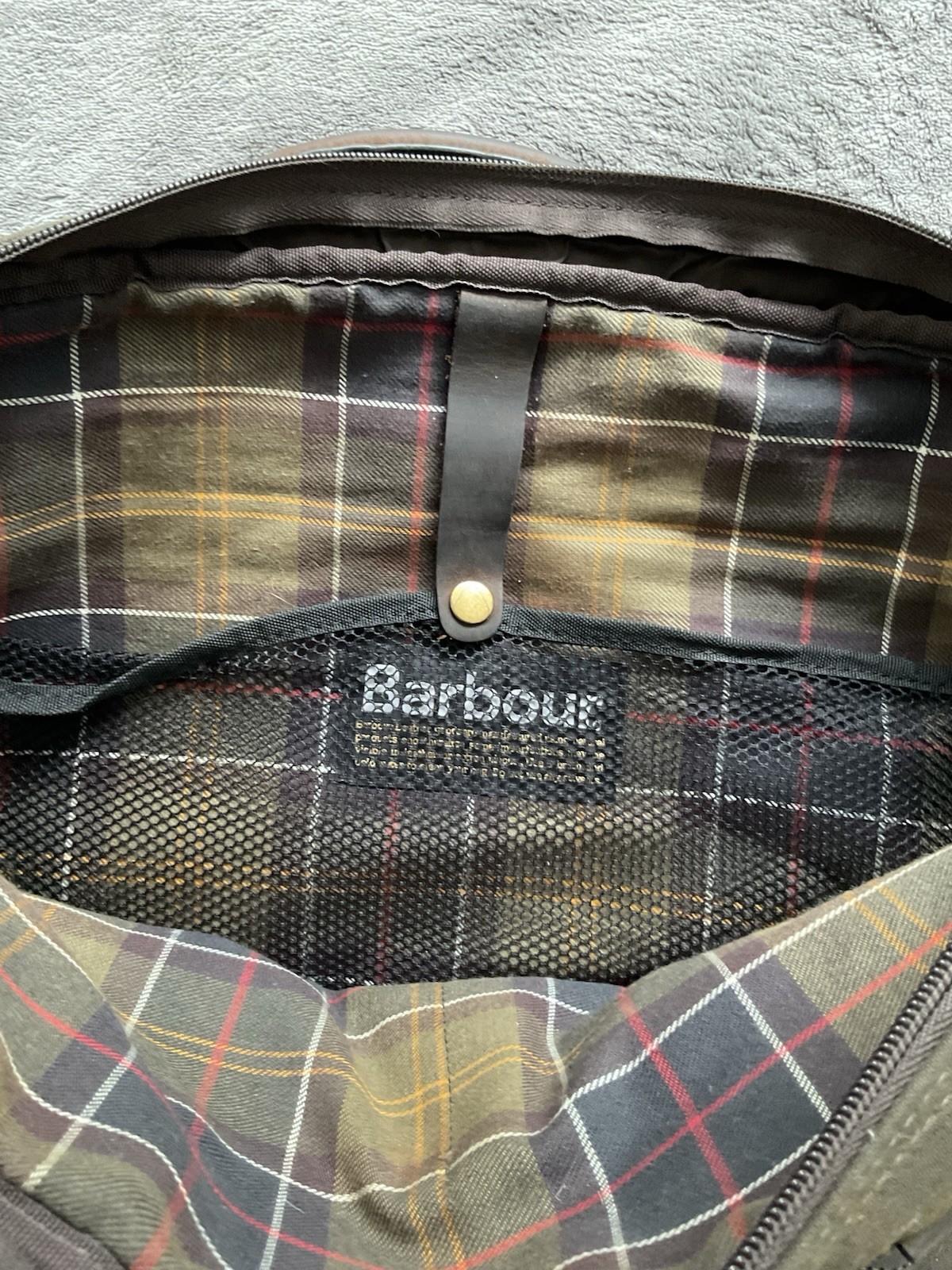 Barbour Waxed Cotton & Leather Briefcase Bag Olive Green( No Strap)