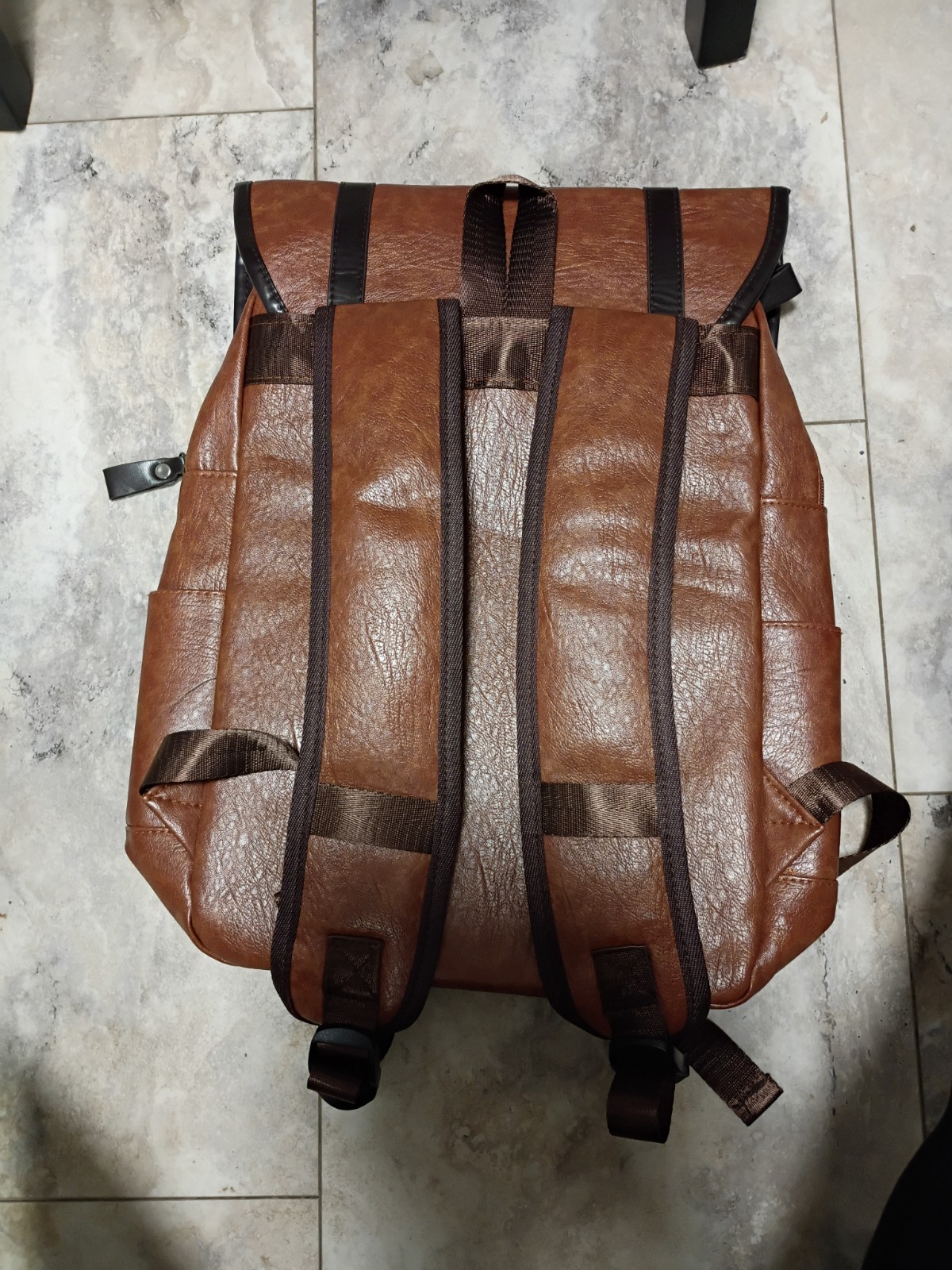 Brown & Dark Brown Men’s Backpack with Zip, Buckle & Snap Closure
