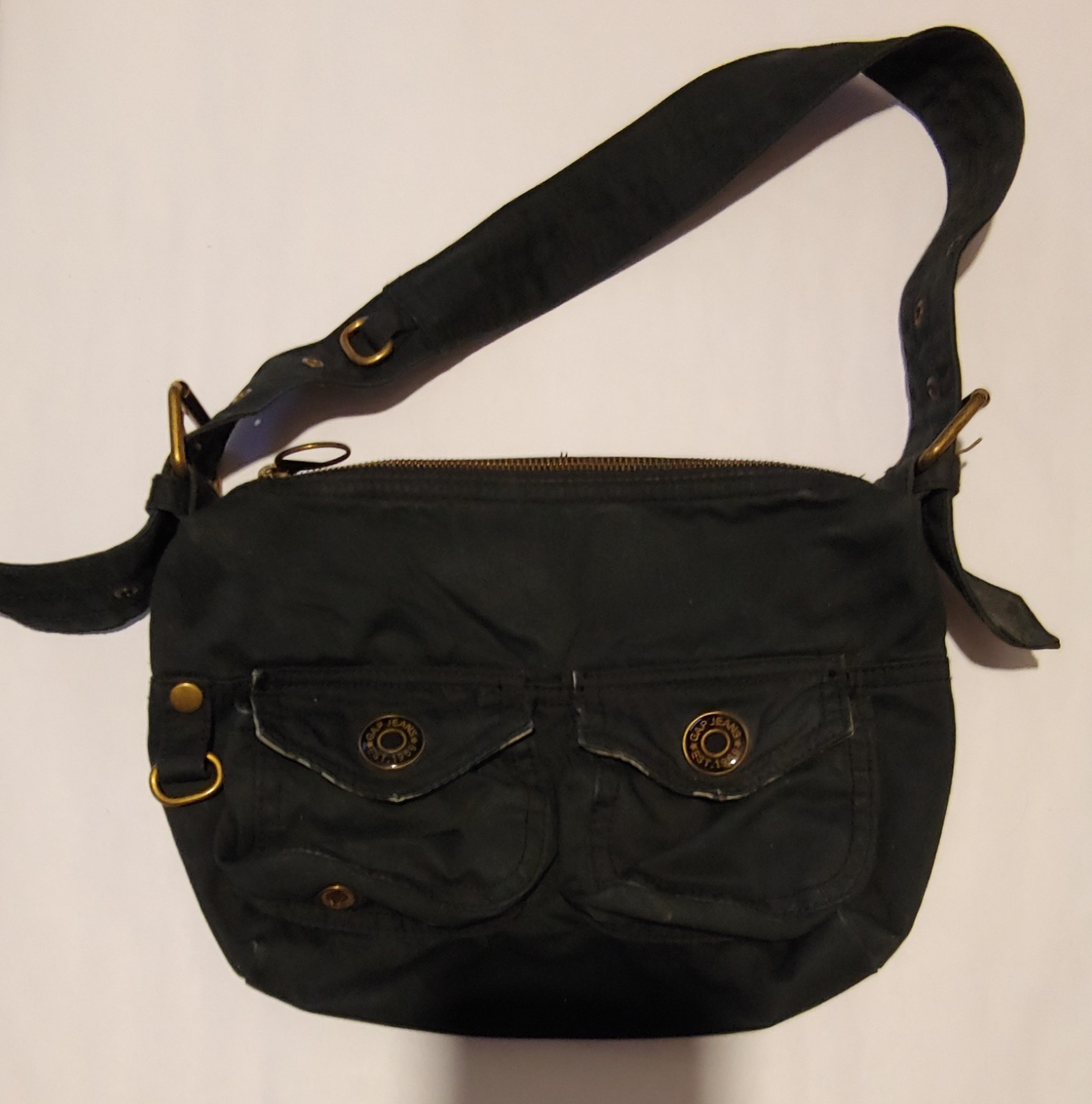 VTG The Gap Black 100% Cotton Purse- 8 in x 12 in x 3 in – 2 small front pockets