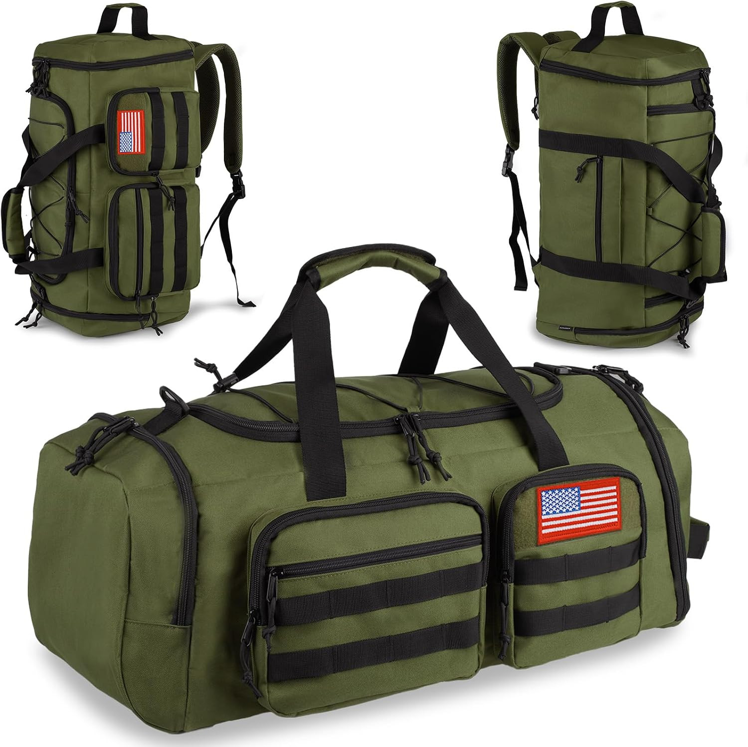 Tactical Gym Bag for Men，50L Large 3 in 1 Sports Duffle Bag with Shoes Compartme