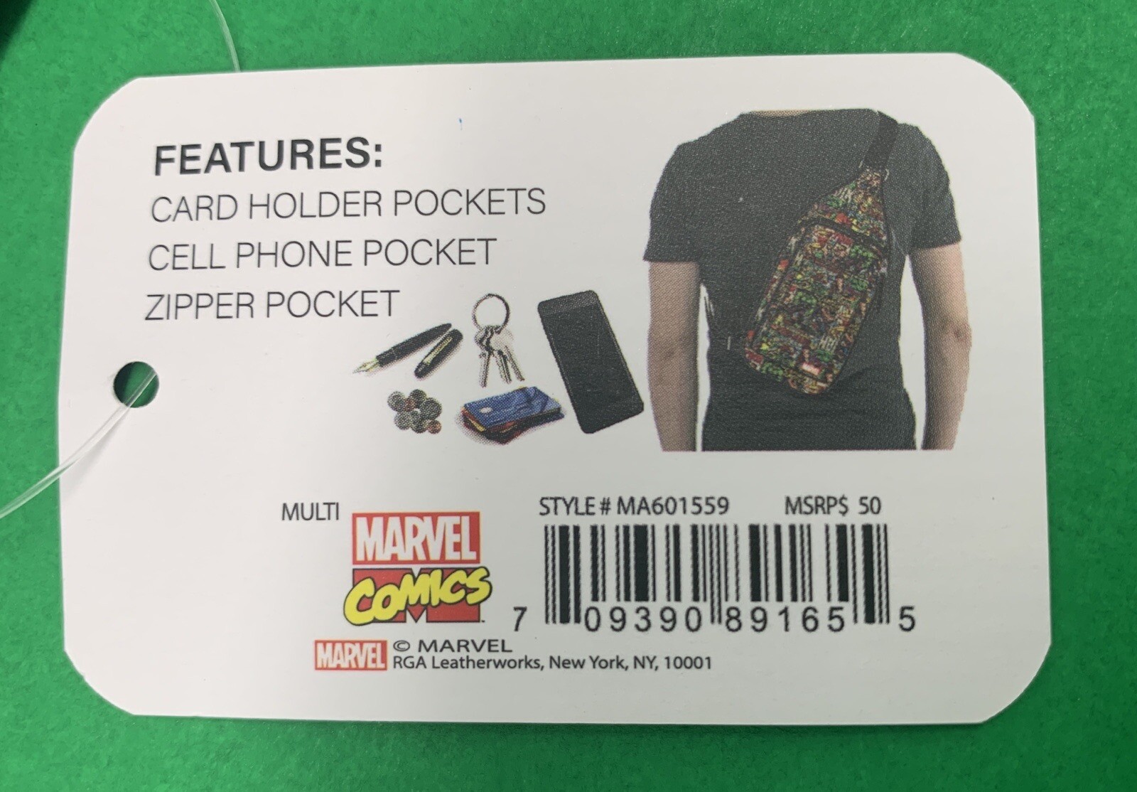 Marvel Captain America Comic Panel Cross Body Bag Pack Wallet~Card+Phone Pockets