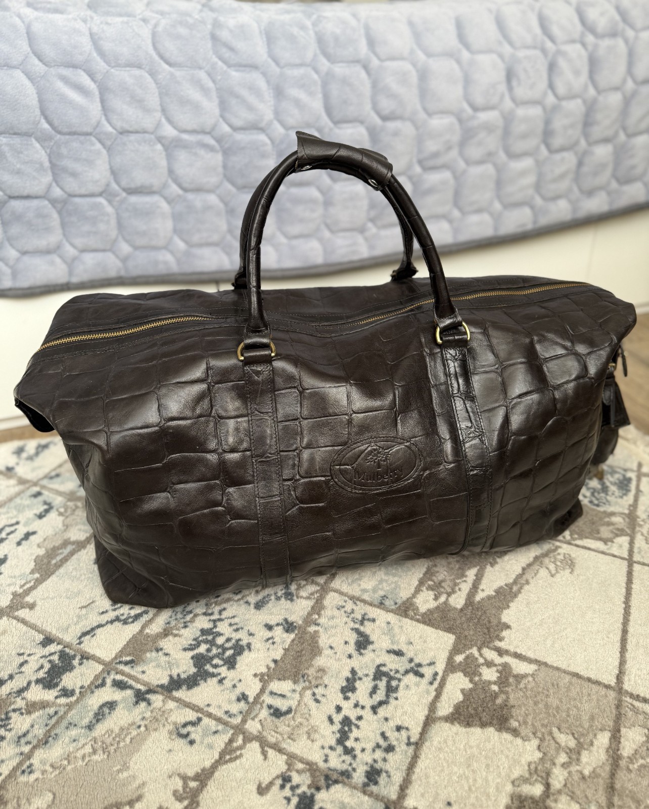 MULBERRY Congo Leather Weekend Bag Black Large Rigid Holdall