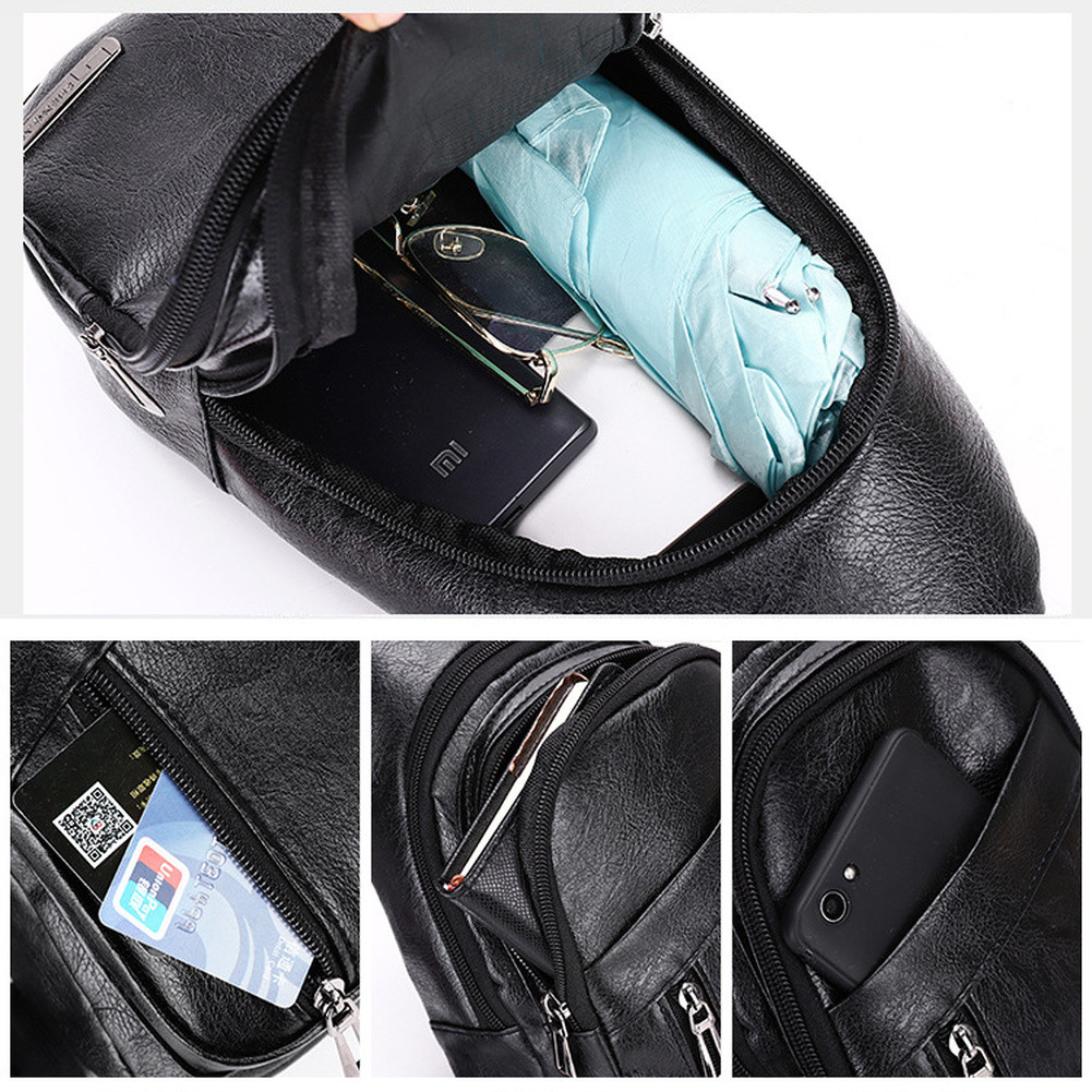 Waterproof Sling Bag Crossbody Backpack Mens Leather Hiking Daypack Multipurpose
