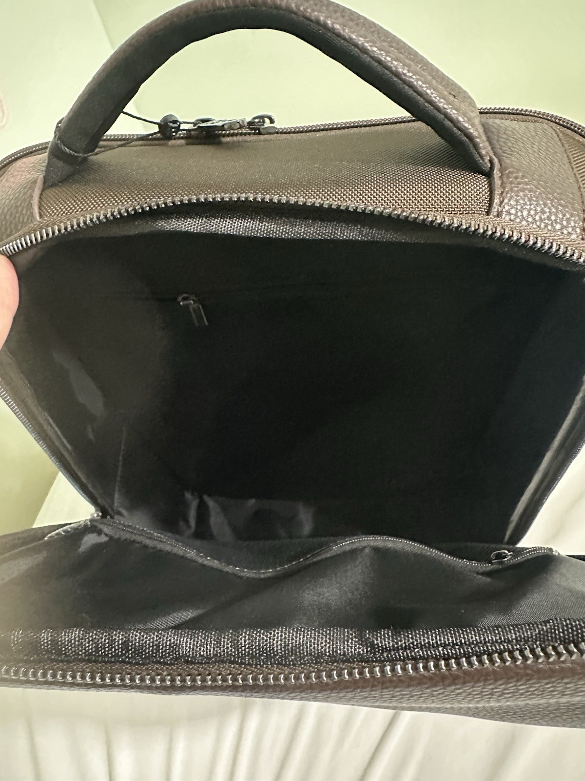NWT Robert Graham LEATHER Panel Solid Travel Padded Laptop BROWN Backpack! $228!