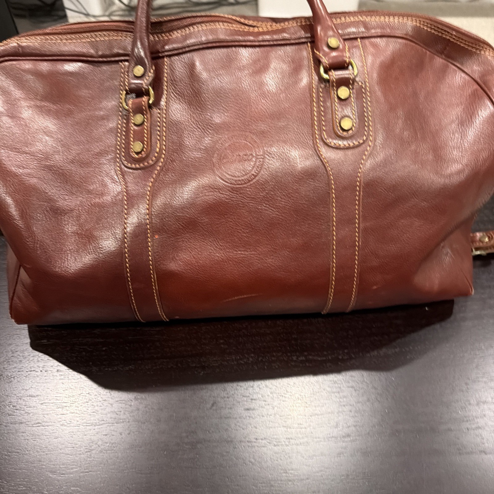 Cenzo Italian Calf-Skin Leather Cenzo Italian Holdall Leather Duffle Bag