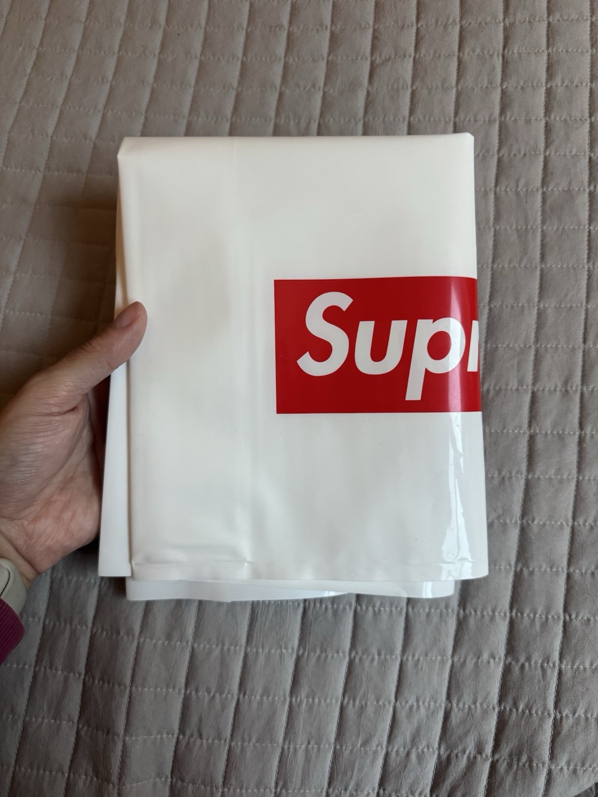 Original Supreme Large Plastic Red BoxLogo Shopping Bag 16”x23” White Authentic
