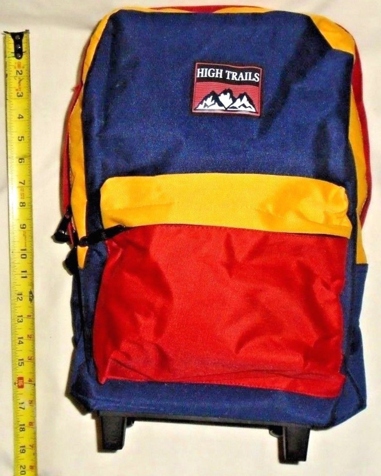 Unisex Vintage Rare High Trails Yellow Blue Black Red Roller Wheel Backpack