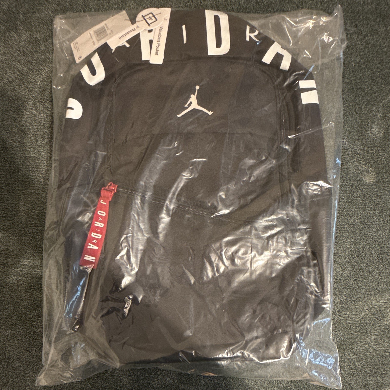Jordan Jumpman Logo Backpack Large Black/Red/White Zip Pockets Adjustable