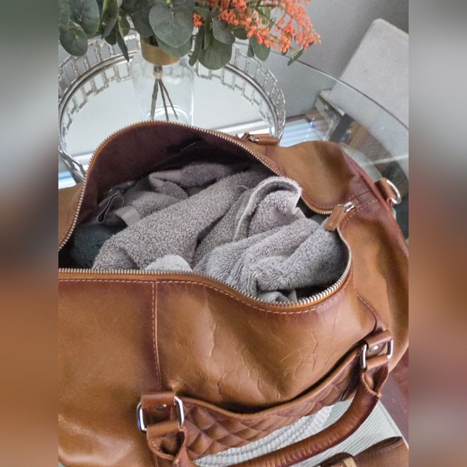 New Wilsons Leather New Orleans Duffel Tan Weekender Diamond Quilted Pattern