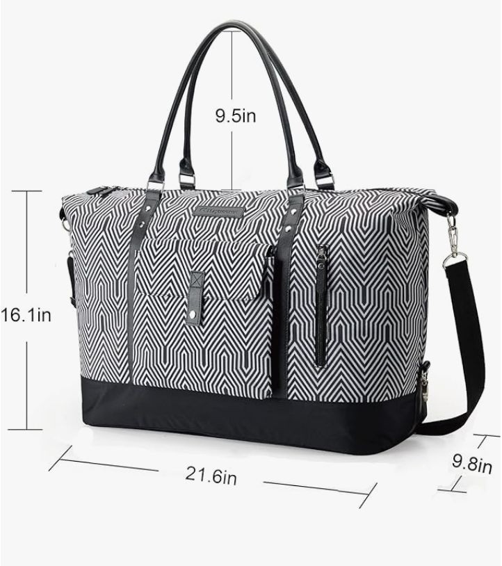 MAYMOONER 56L Black Stripe Unisex Travel Tote Duffle Bag