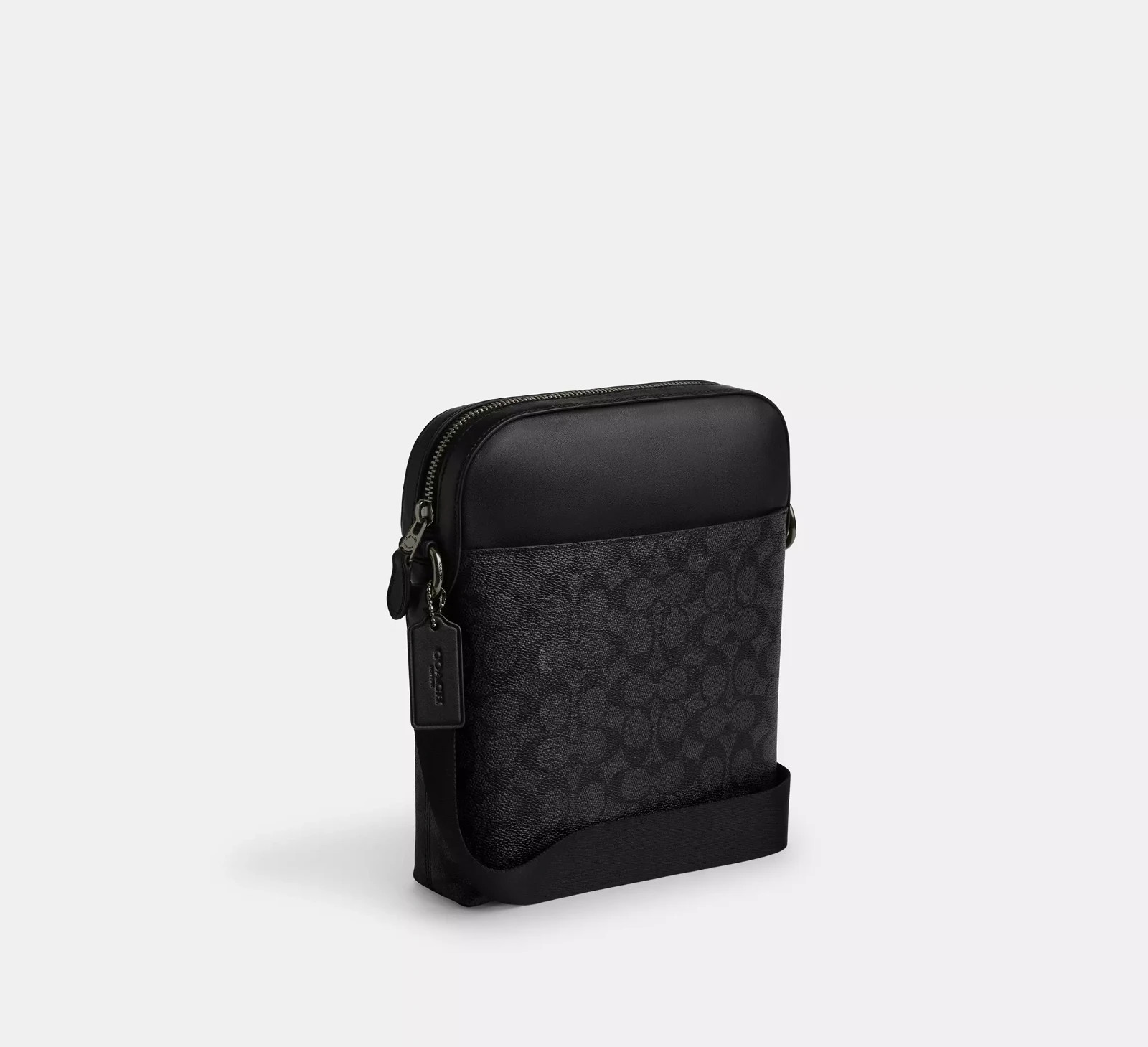 NWT Coach 4010 Men’s Houston Flight Bag Signature Canvas&Leather Charcoal Black