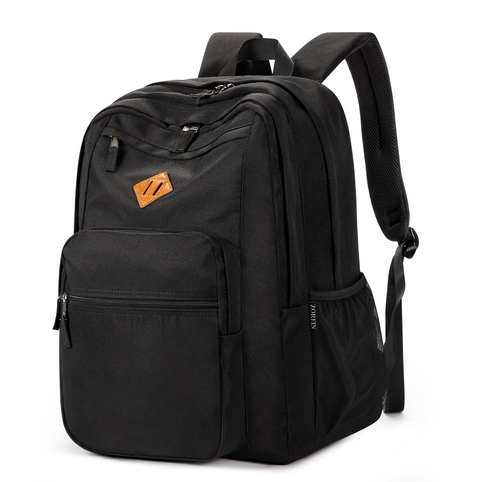 26L Black Backpack for School, College, and Travel: Water Resistant Bookbag with