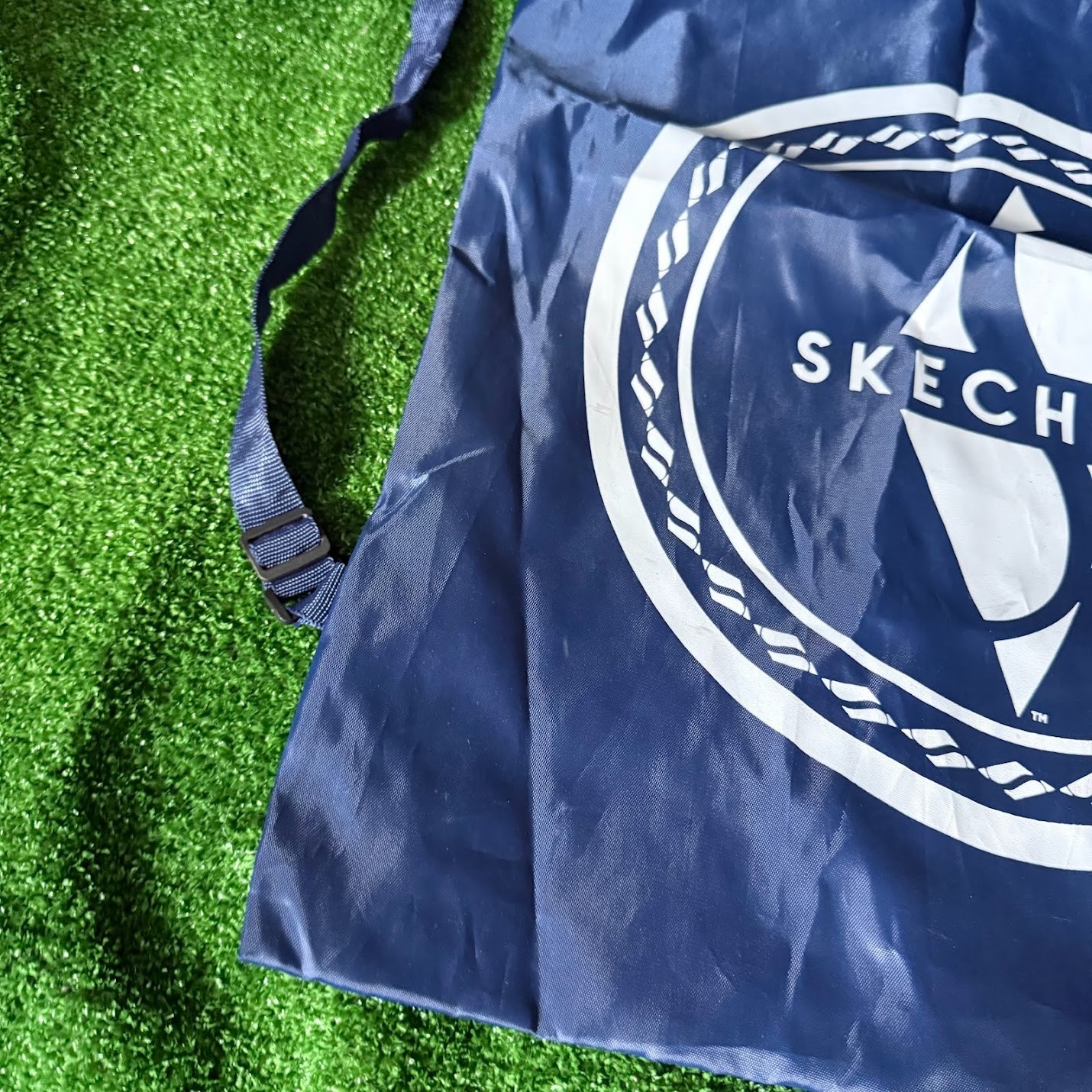 Skechers Navy Blue White Logo Sack Pack Backpack String Drawstring Gym Bag OS