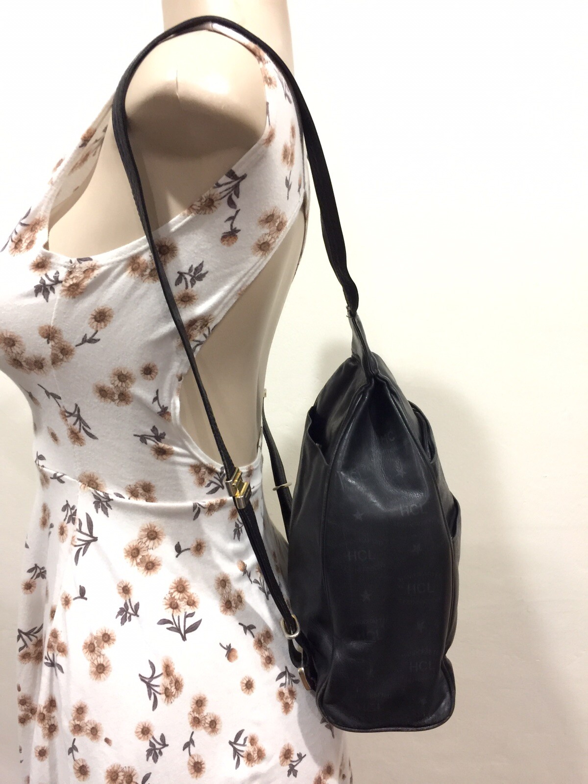 VTG❤️ Rare HCL Germany Triangle Backpack Made In Spain Black Leather EUC!