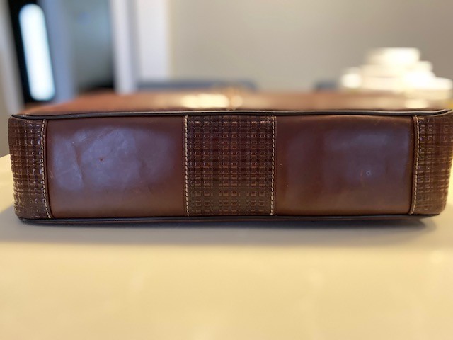 Boconi Cognac Leather Padded Briefcase w/Compartments