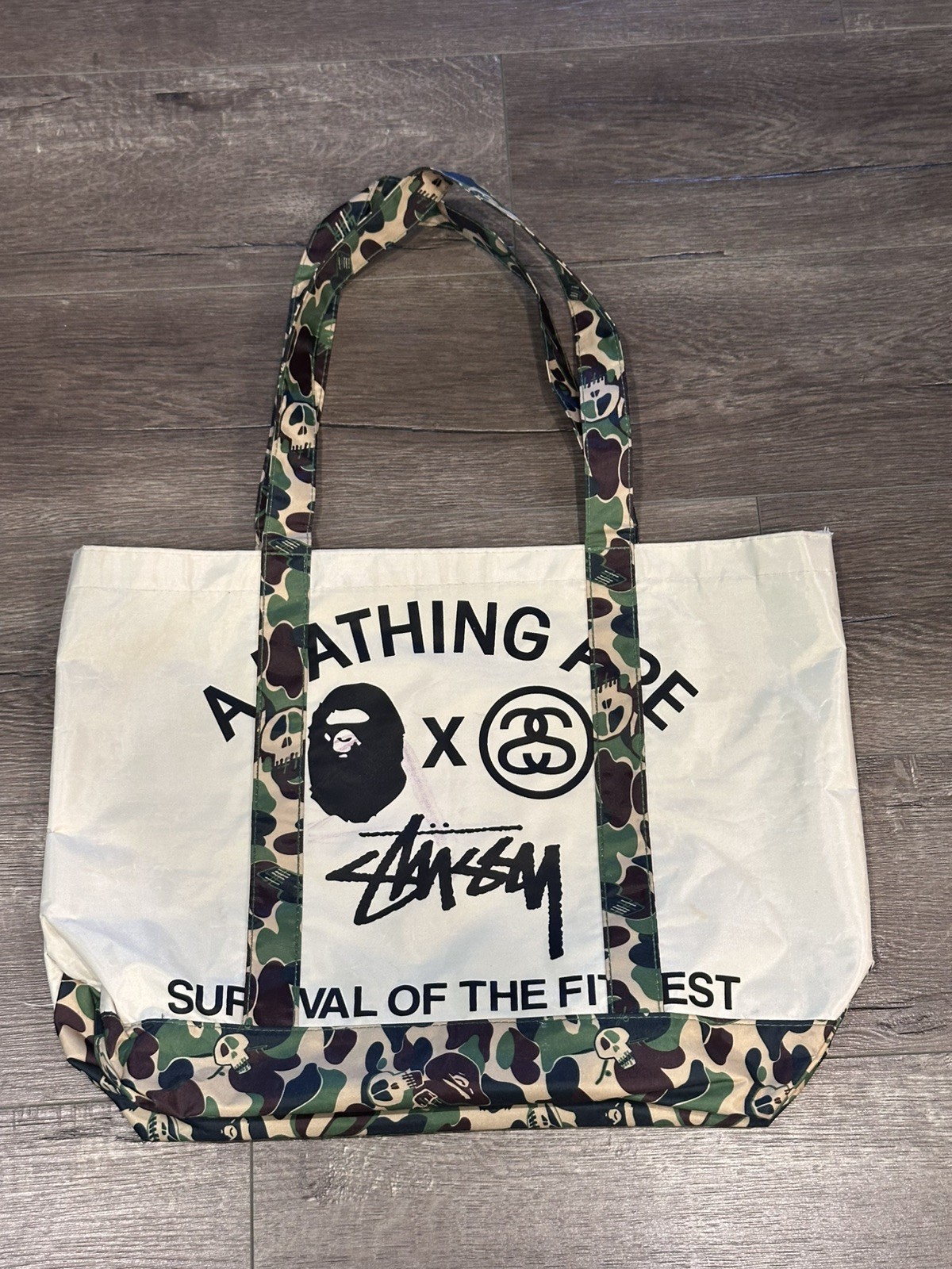 A Bathing Ape Bape x Stussy Collaboration Tote Bag *HAS MARKS SEE PHOTOS*