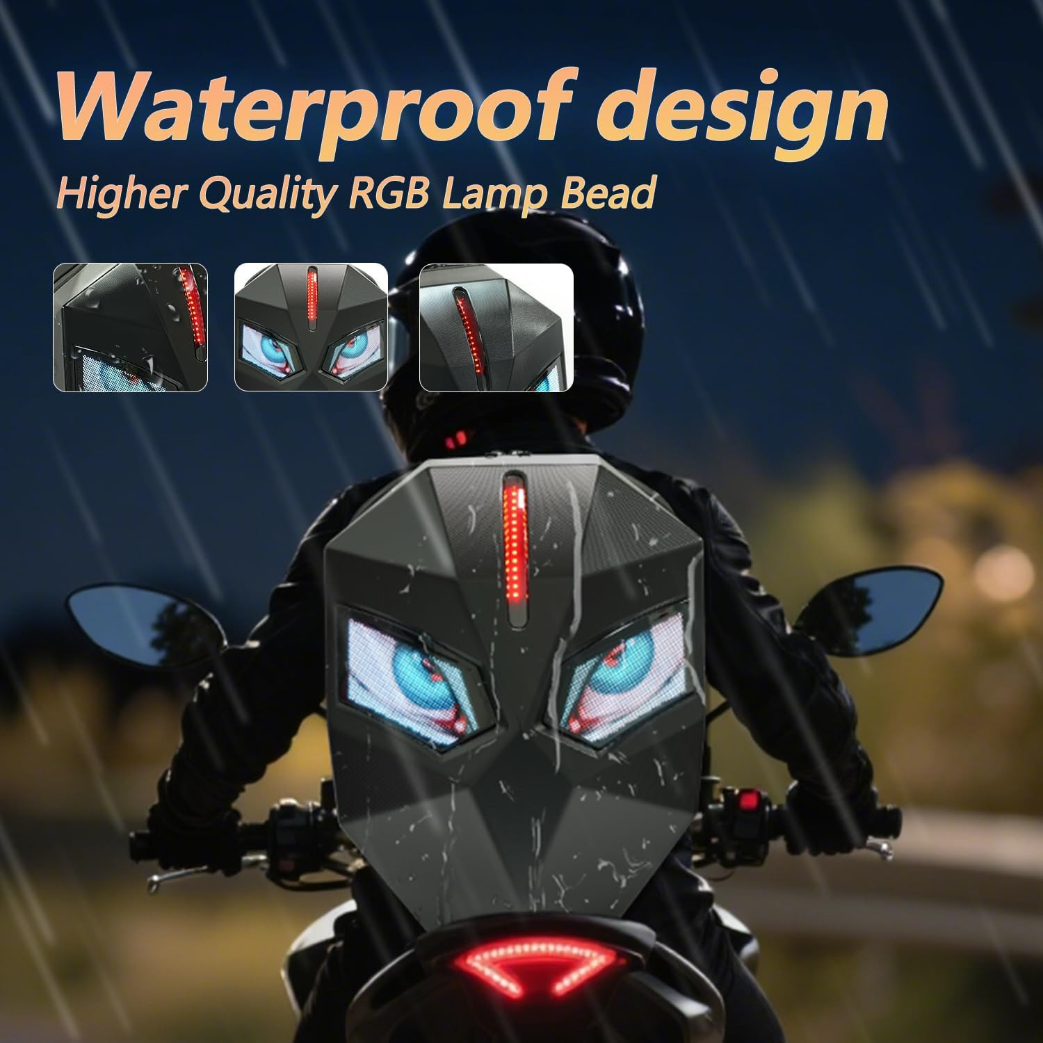 Motorcycle Backpack for Men, LED Backpack with DIY Programmable Full Color Scree