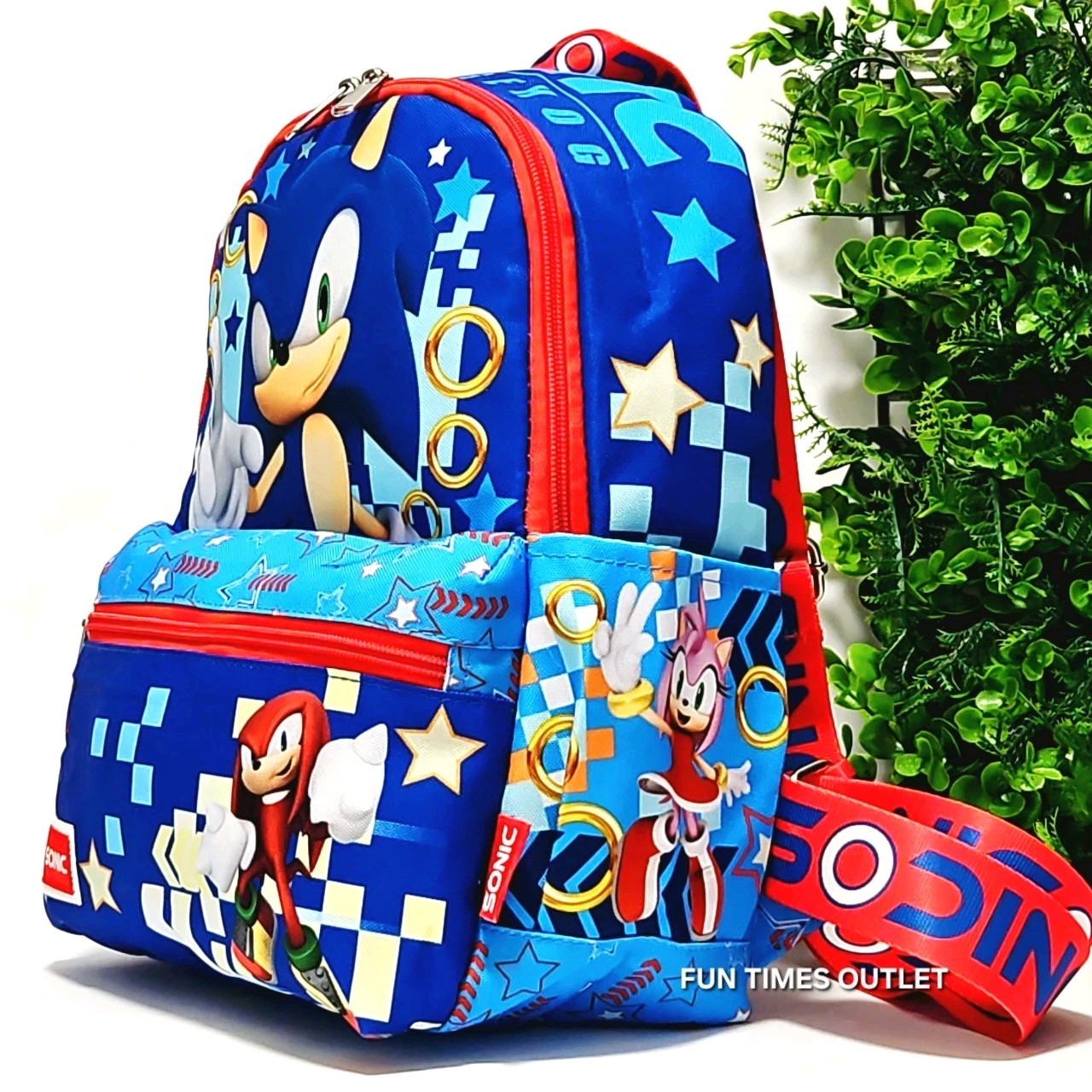 Sonic The Hedgehog 13″ Backpack Deluxe Gamer Carry All Travel Bag Book Bag SEGA