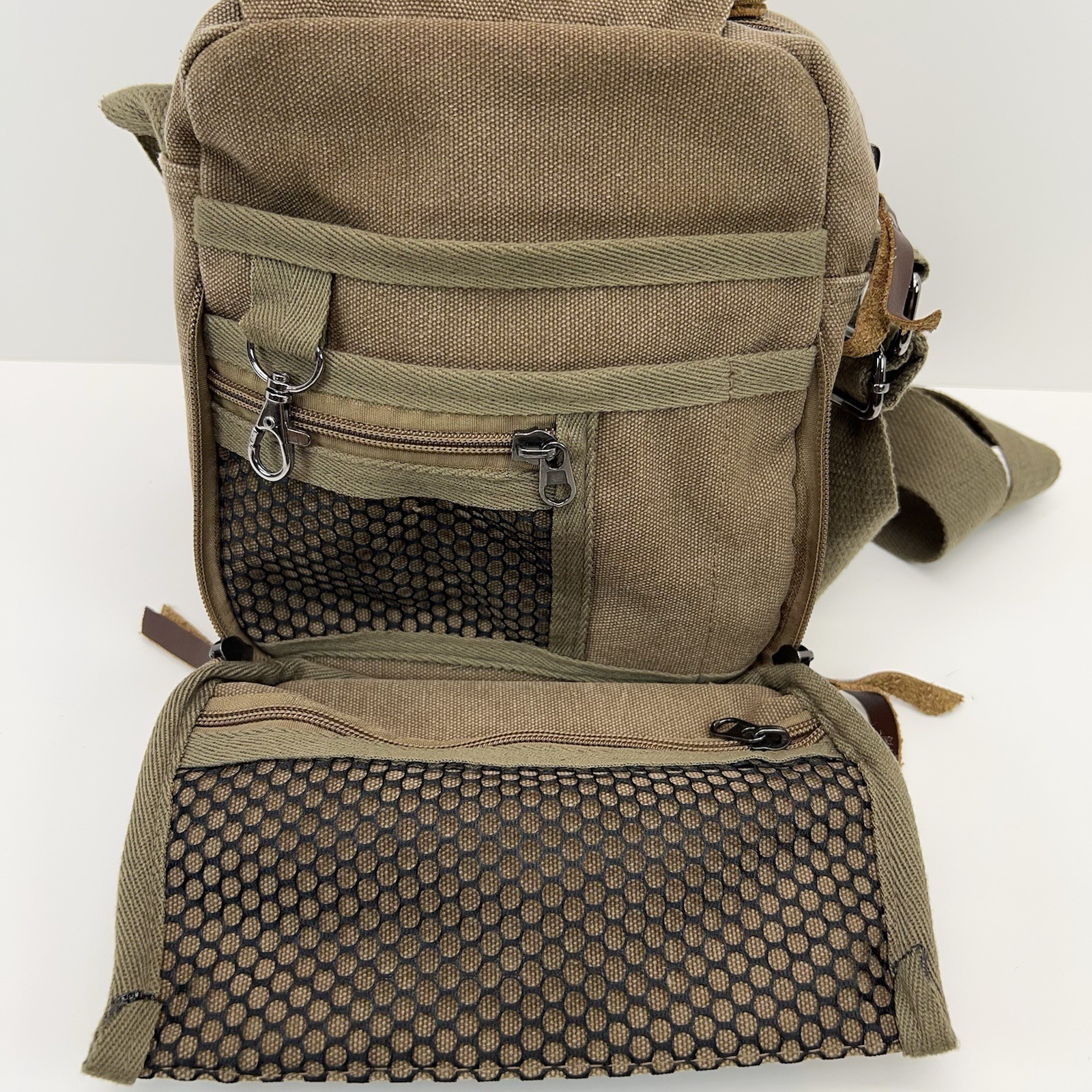 CANVAS Crossbody Multi Pockets Zip Messenger Bag Organizer Hike Travel Outdoors