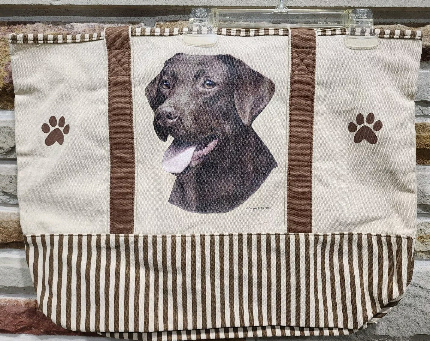 E&S Pets – Chocolate Lab Dog Tote Bag 21x15x6 inches.