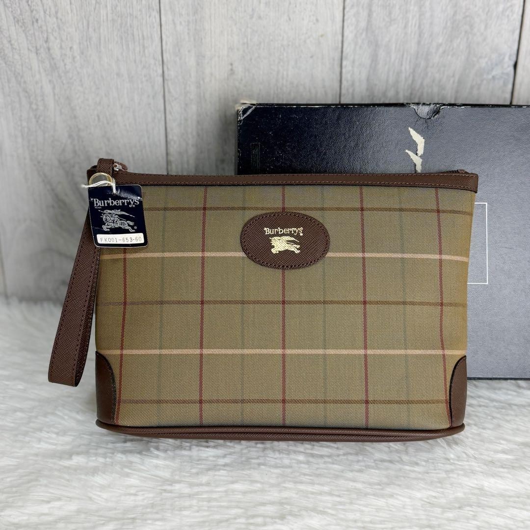 Authentic Burberry Horse Logo Nova Check Clutch Bag 16cm Men’s Women’s Authentic