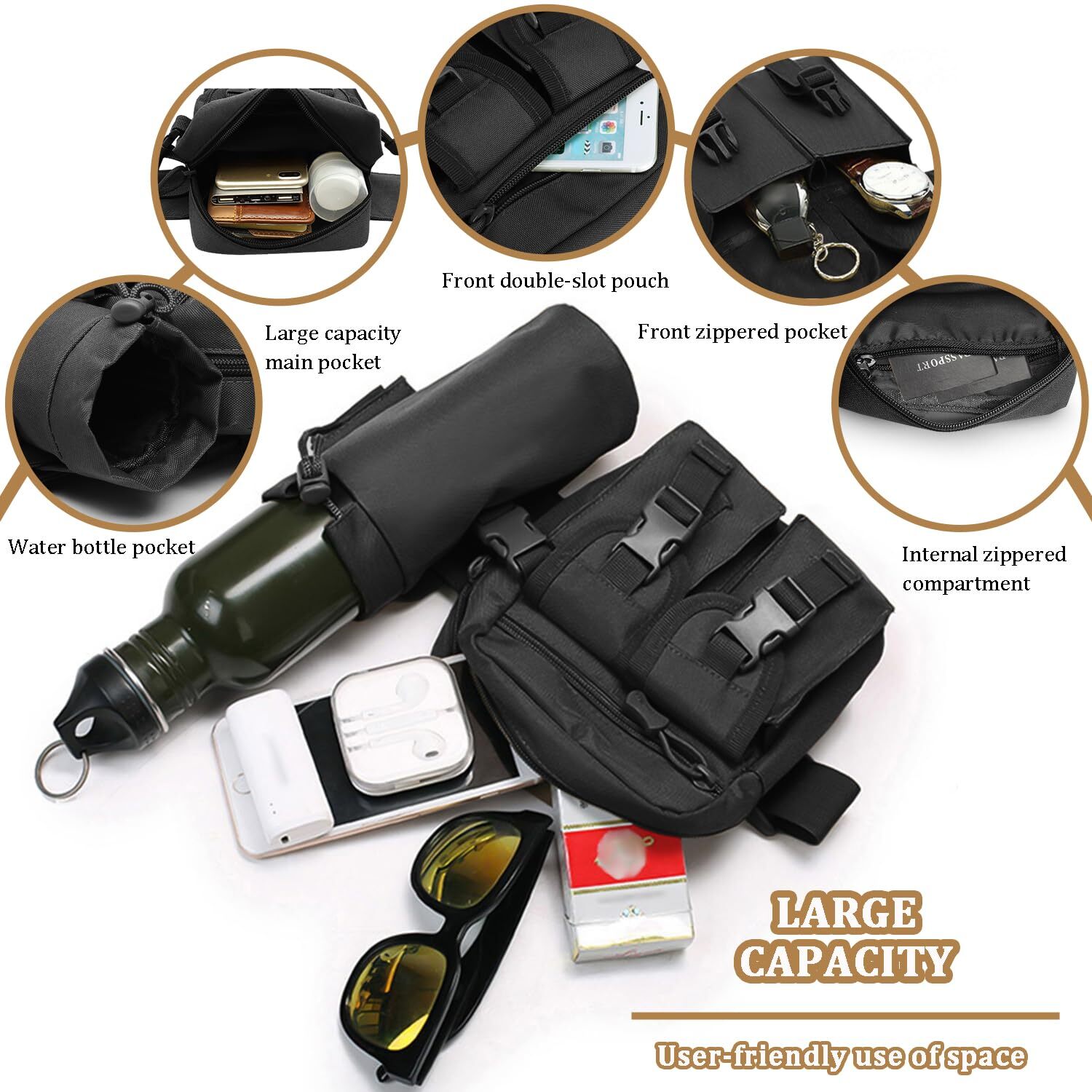 Tactical Waist Bag Military Fanny Pack Men Utility Bag with Water Bottle Holder