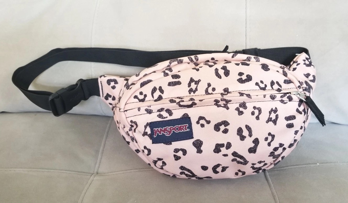 Jansport Fifth Ave Fanny Pack Waist Belt Bag Leopard Cheetah Print Hiking Sac