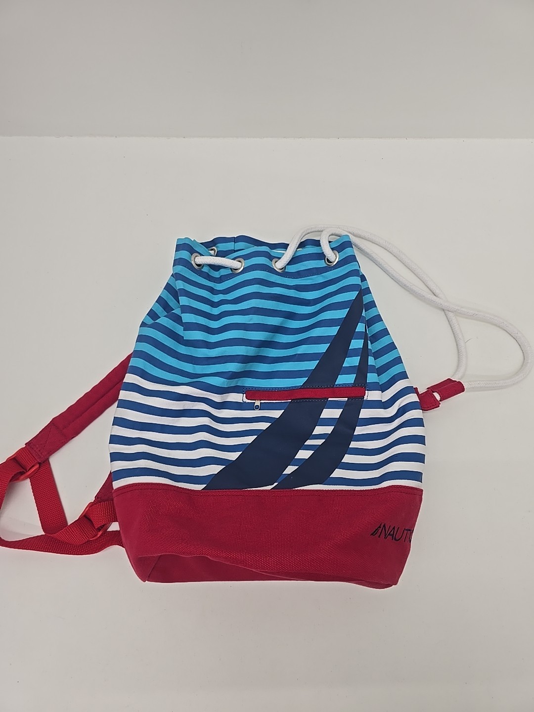 Nautica Red White Blue drawstring Boat Bag Backpack