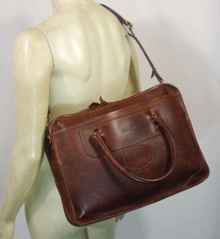 ORVIS Brown Leather Messenger Bag