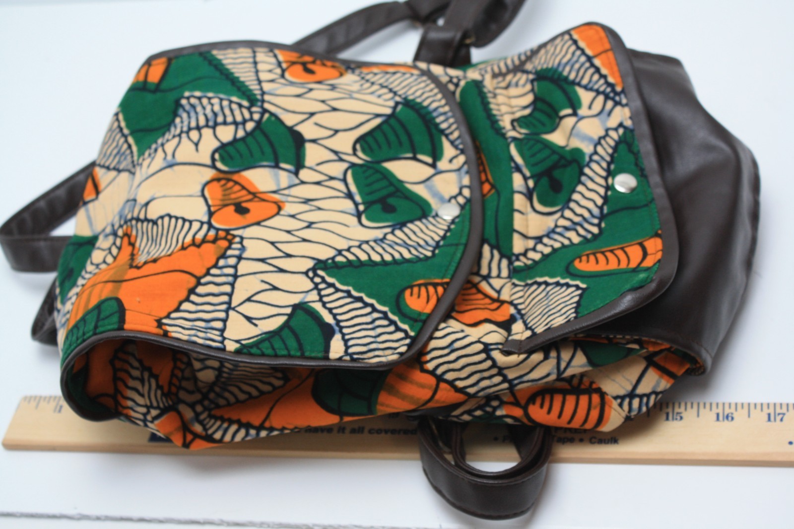 Lucy Designer Backpack Orange Green School College Travel Bookbag