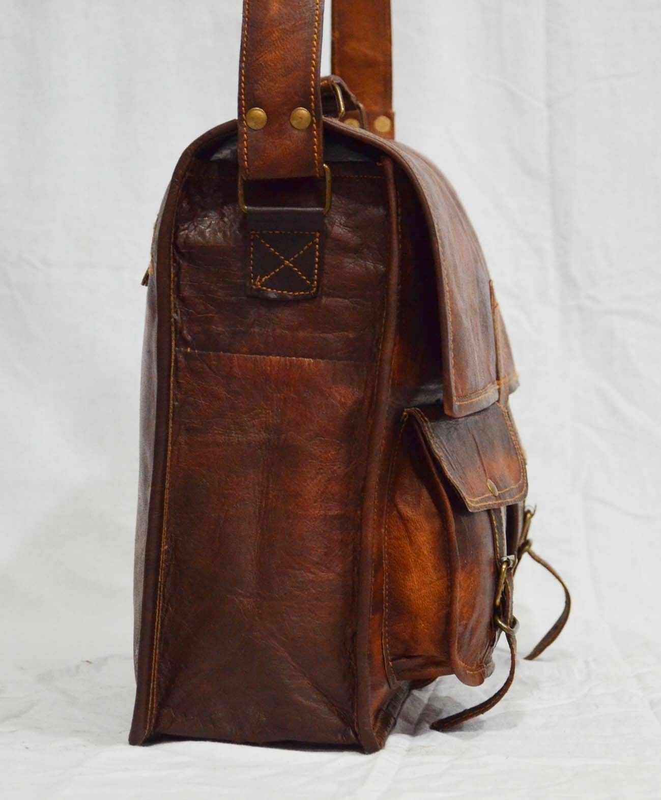 New Leather Messenger Laptop Bag Computer Distressed Brown Satchel Briefcase Men