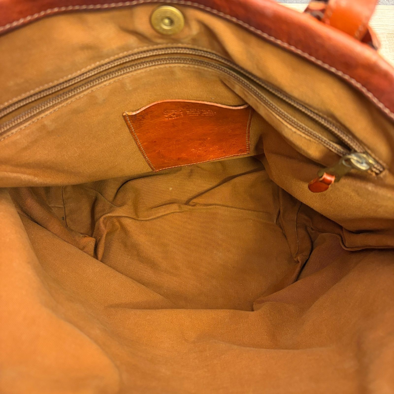 IL BISONTE Leather Tote Bag Brown Genuine Leather Shoulder Bag 26×28cm